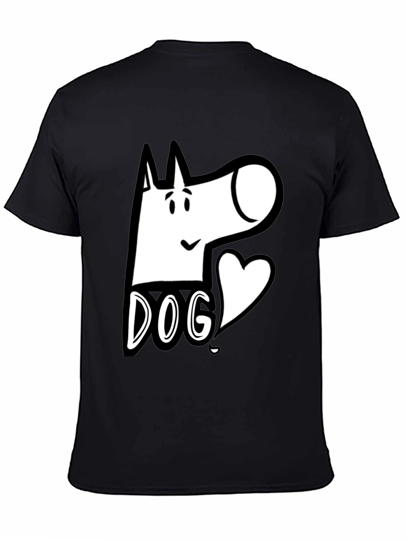 Dog Graphic Tee - Cute Cartoon Design Black T-Shirt