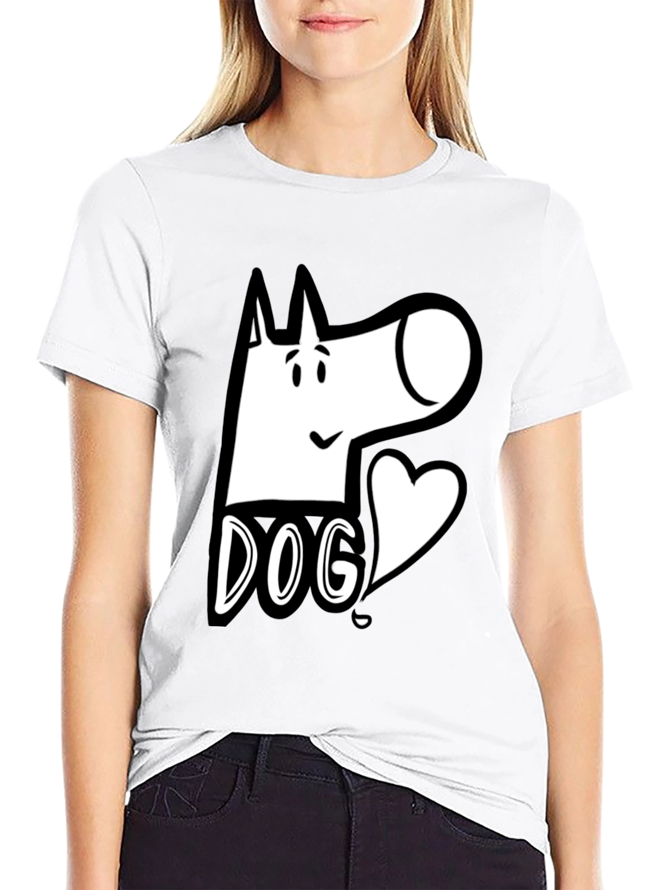 Dog Graphic Tee - Cute Cartoon Design Black T-Shirt