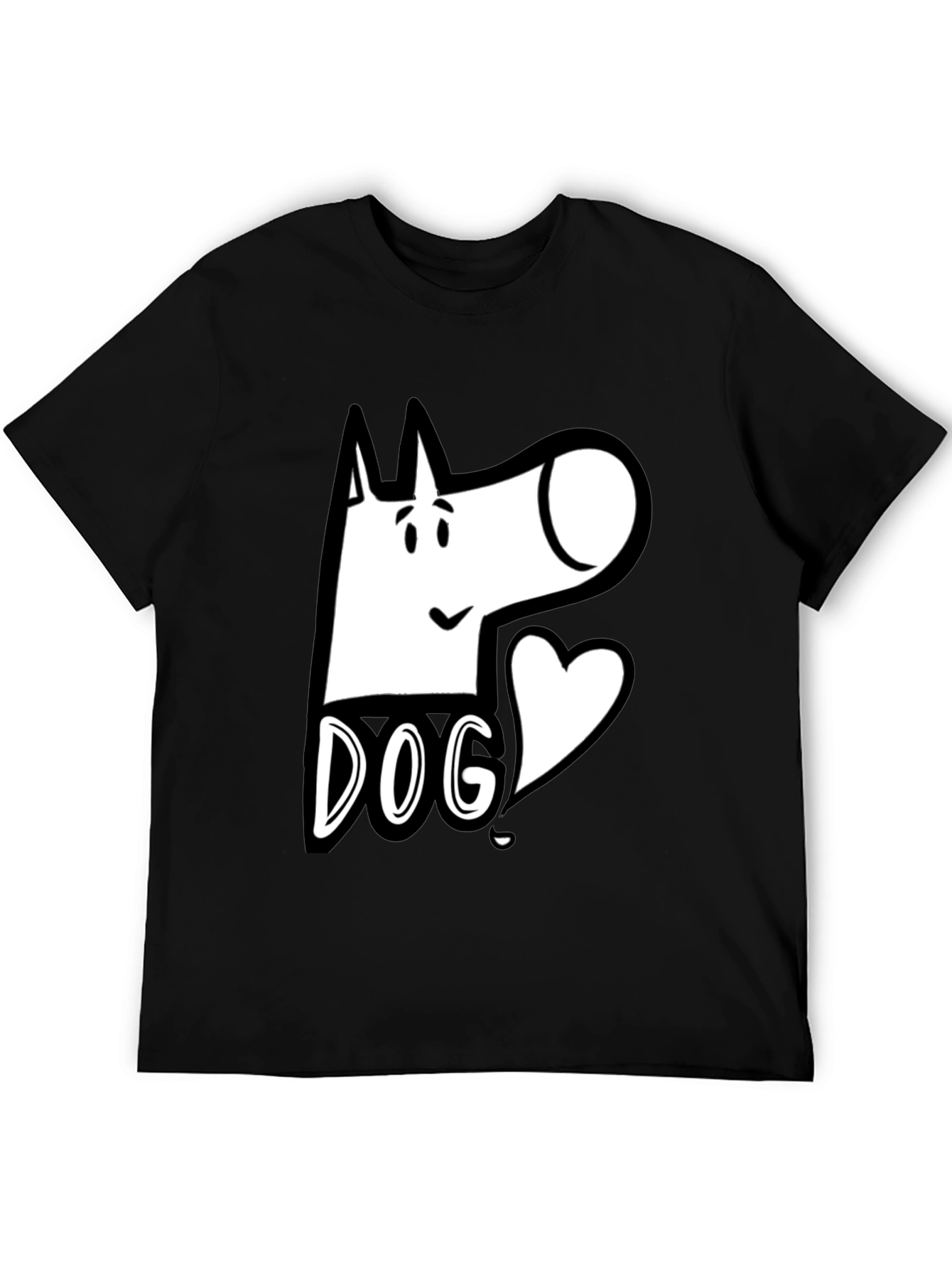 Dog Graphic Tee - Cute Cartoon Design Black T-Shirt