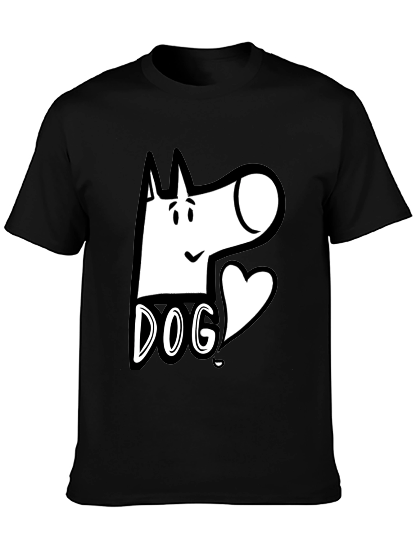 Dog Graphic Tee - Cute Cartoon Design Black T-Shirt