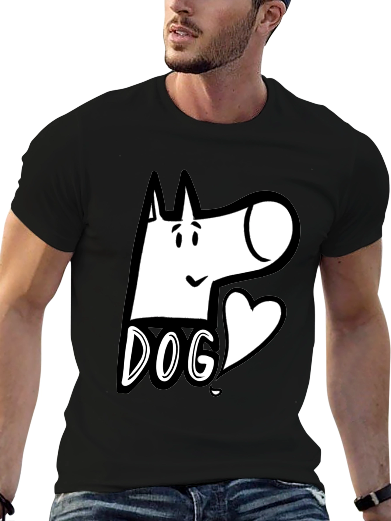 Dog Graphic Tee - Cute Cartoon Design Black T-Shirt