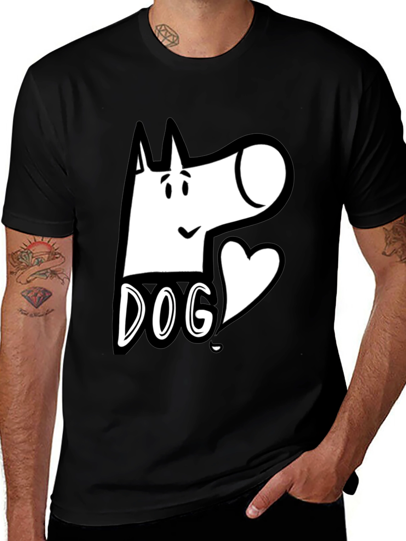 Dog Graphic Tee - Cute Cartoon Design Black T-Shirt