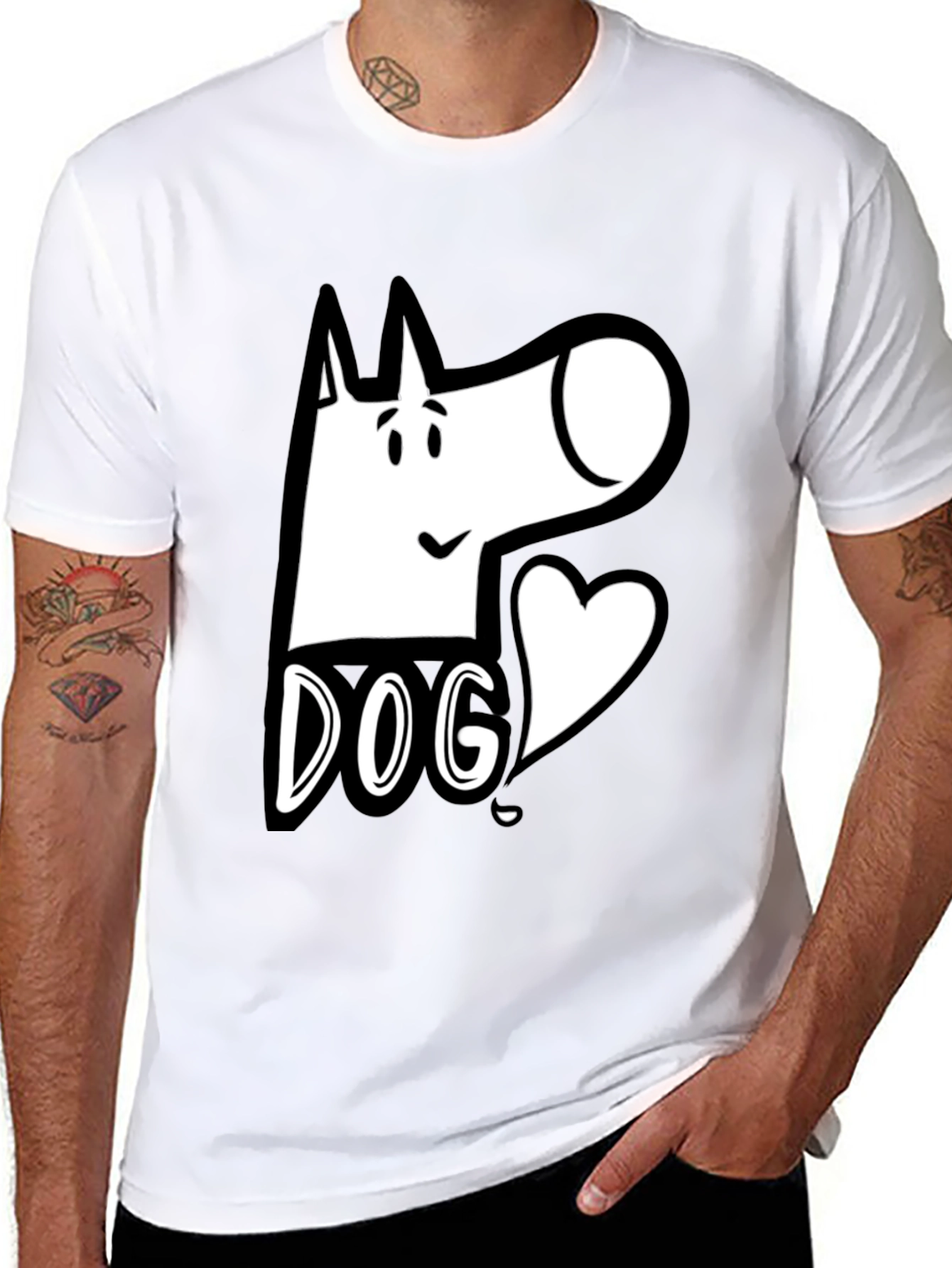 Dog Graphic Tee - Cute Cartoon Design Black T-Shirt