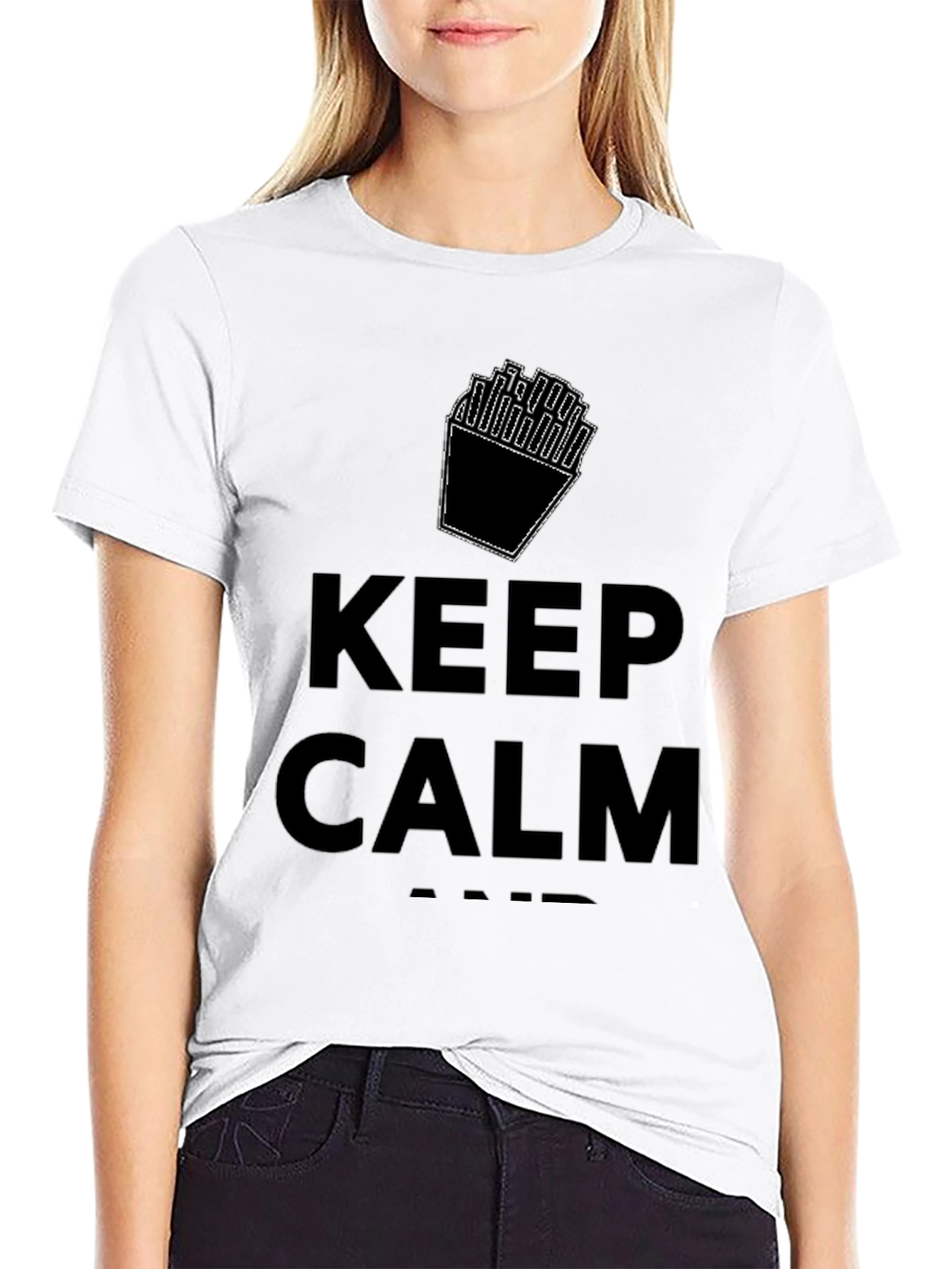 Keep Calm And Eat Fries T-Shirt - Black