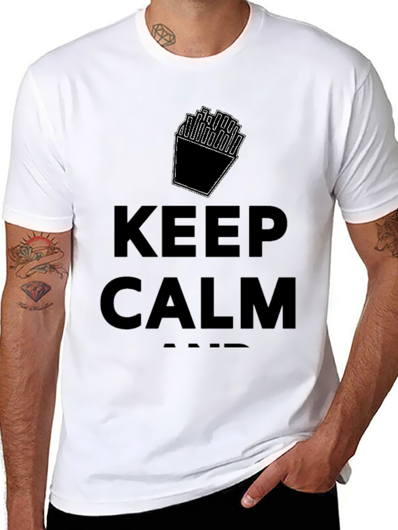 Keep Calm And Eat Fries T-Shirt - Black