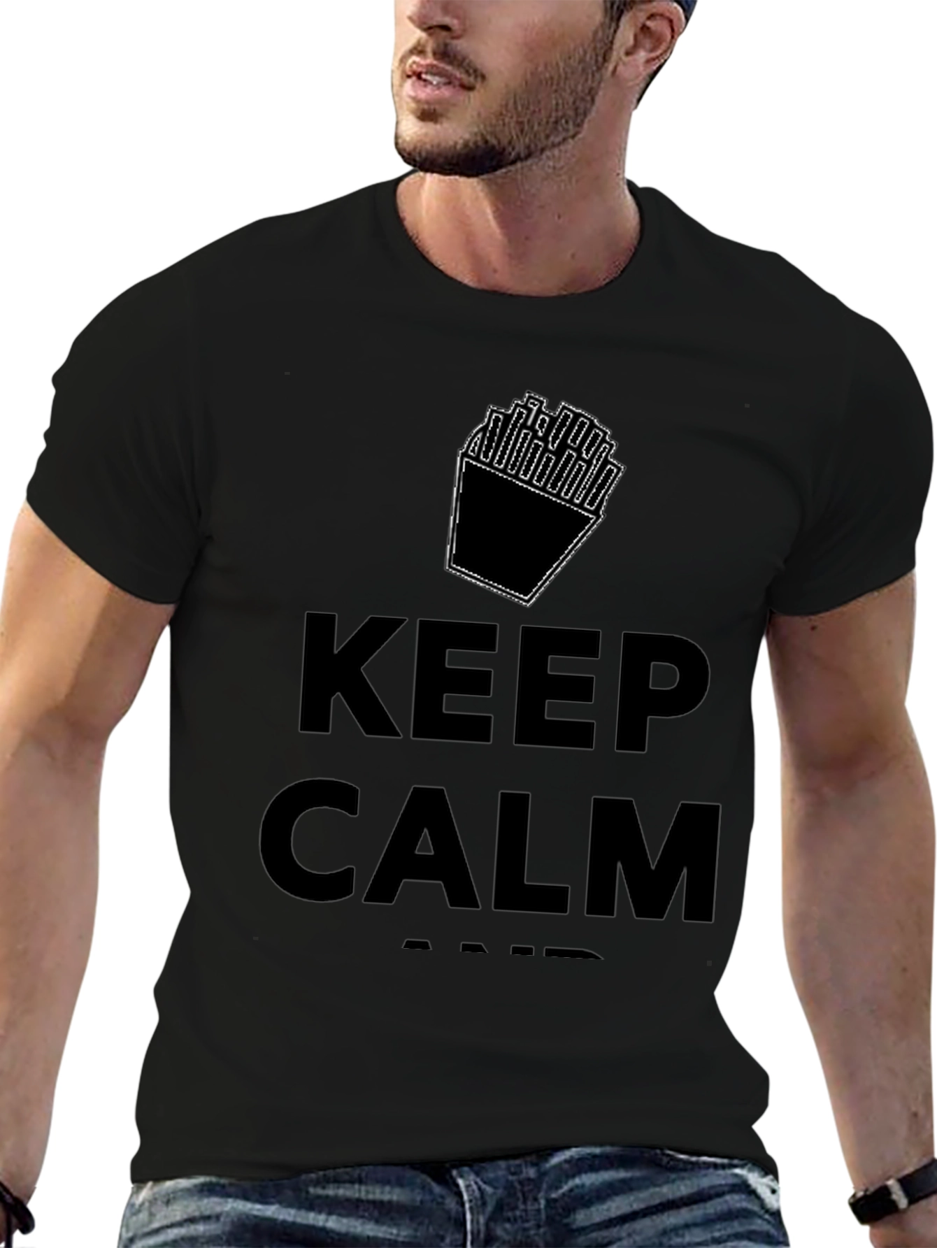 Keep Calm And Eat Fries T-Shirt - Black