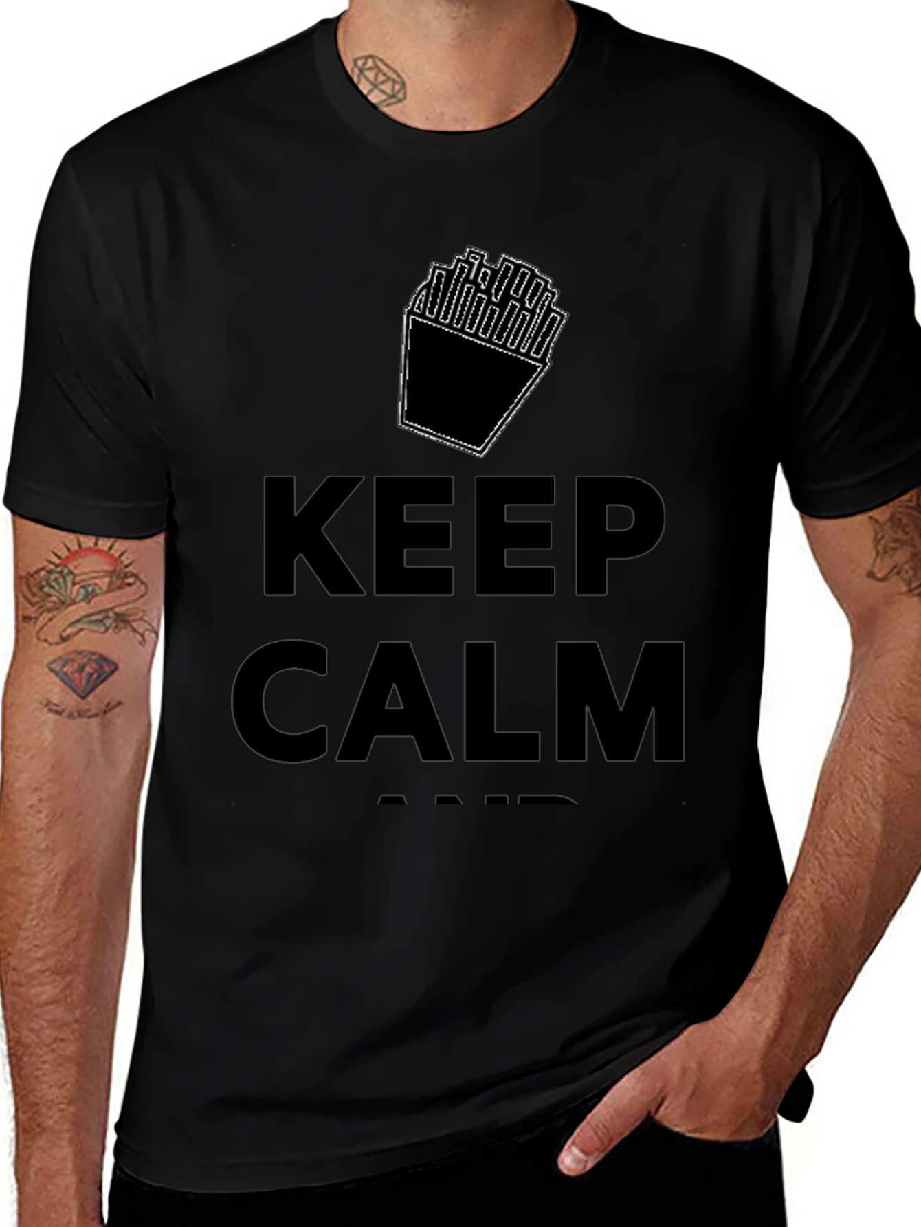 Keep Calm And Eat Fries T-Shirt - Black