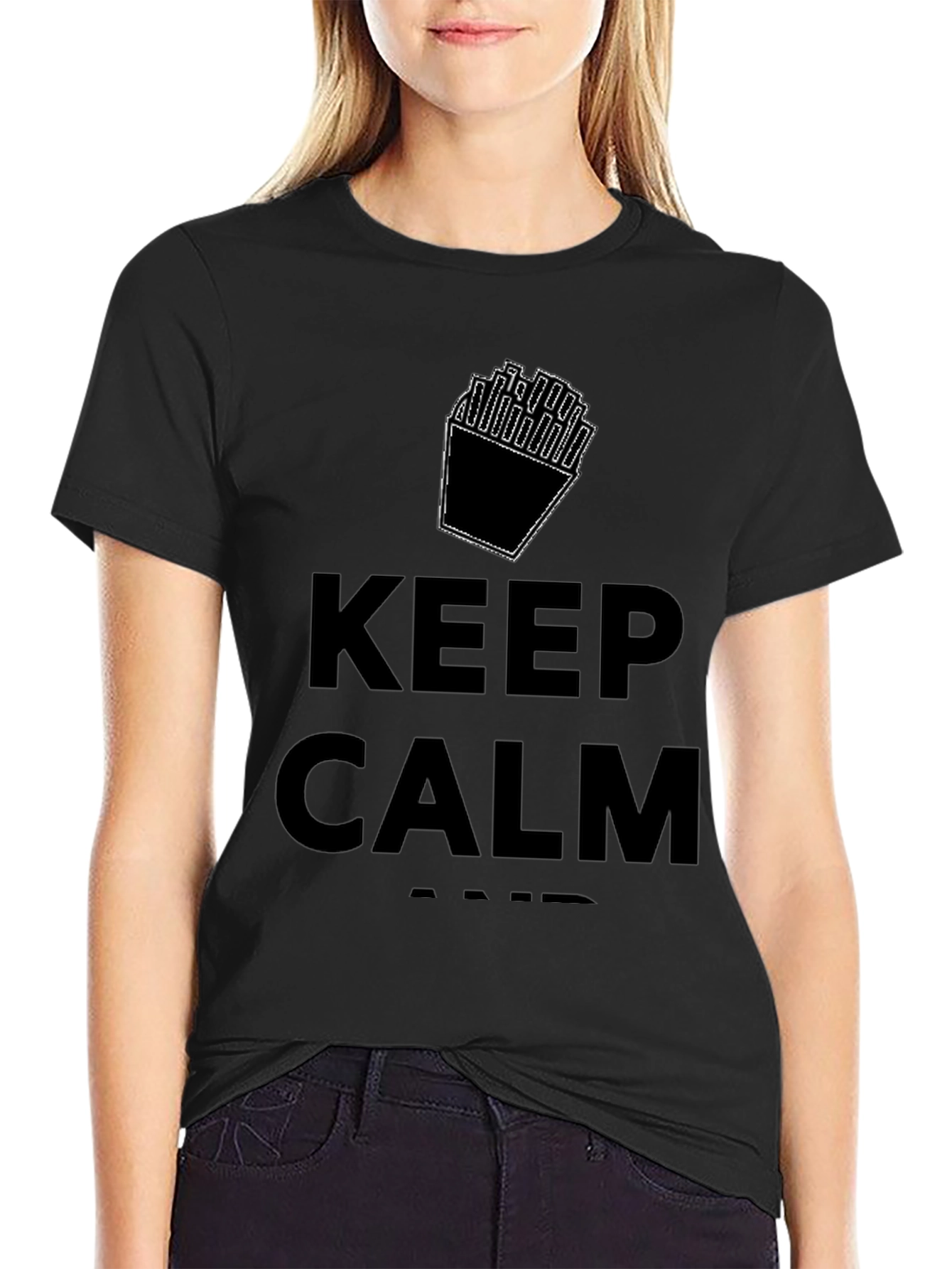 Keep Calm And Eat Fries T-Shirt - Black