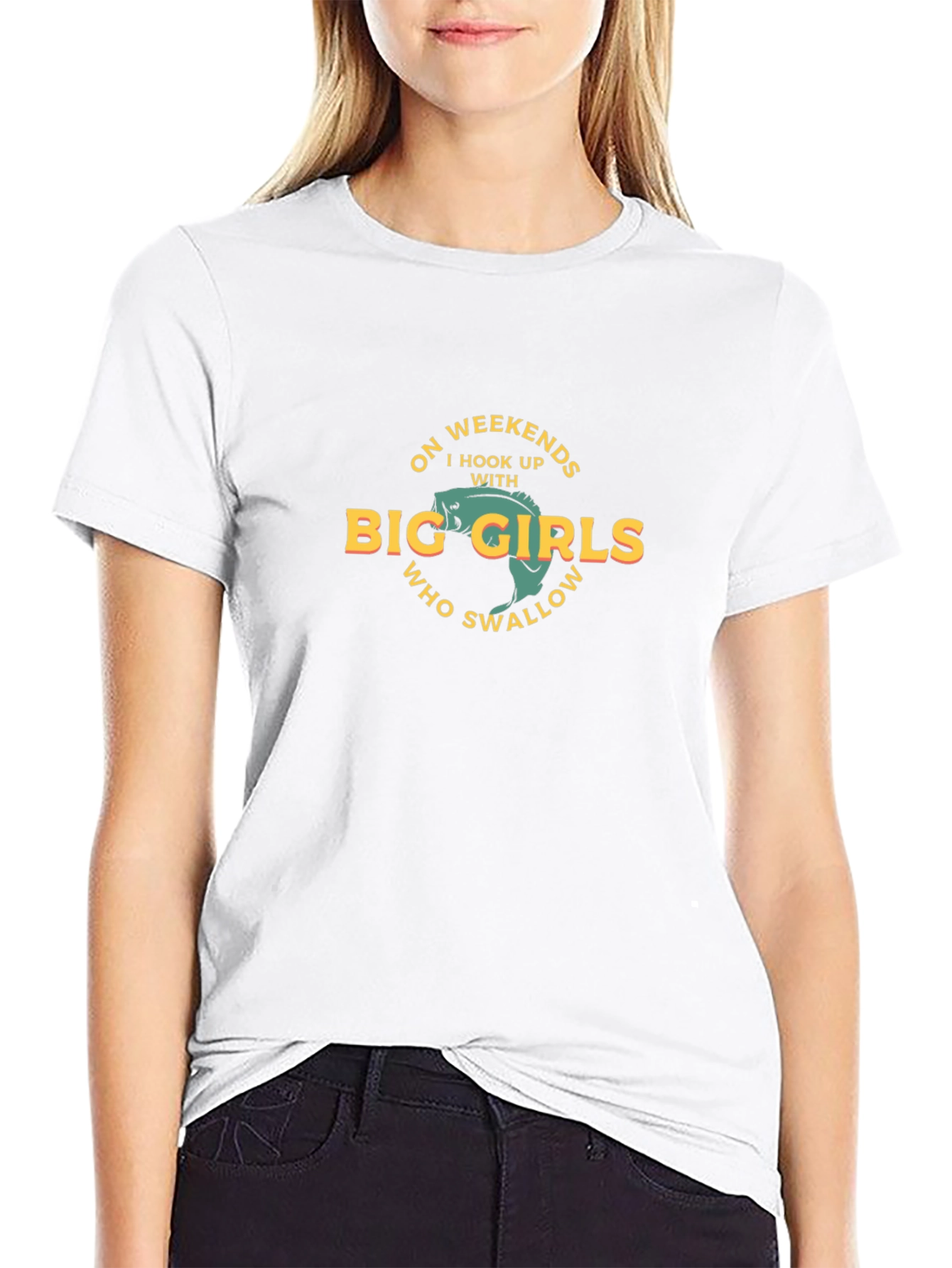 Funny Fishing T-Shirt: Big Girls Swallow