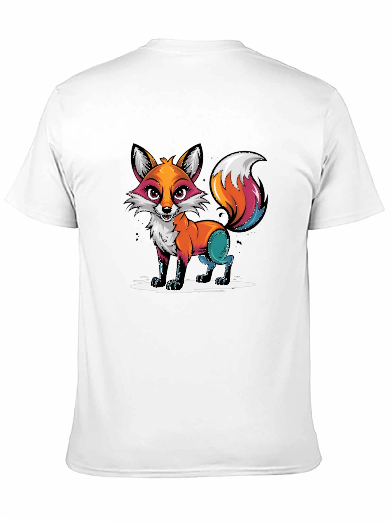 Cartoon Fox Graphic Tee - Black T-Shirt