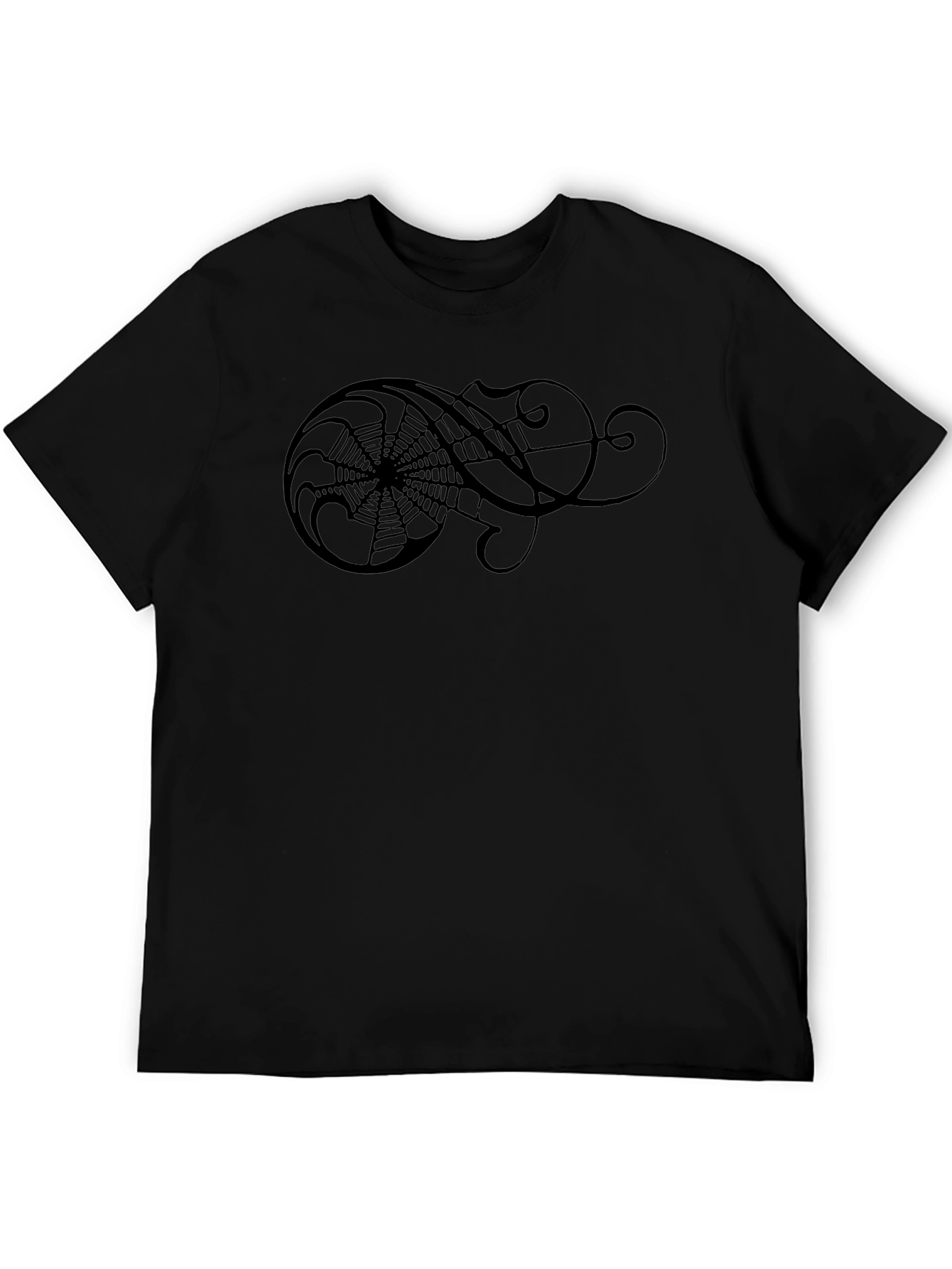 Black T-Shirt with Artistic Spiderweb Design