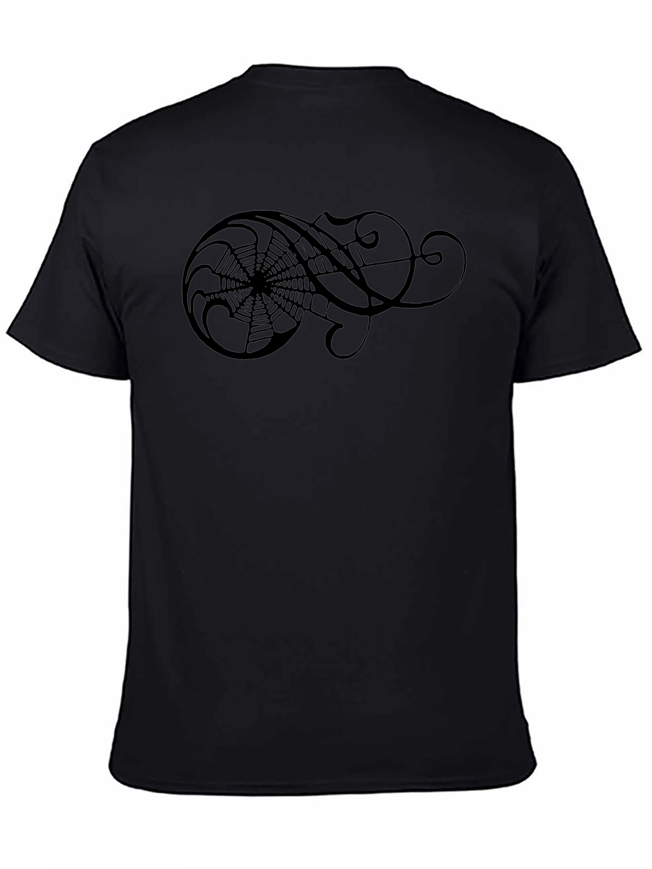 Black T-Shirt with Artistic Spiderweb Design