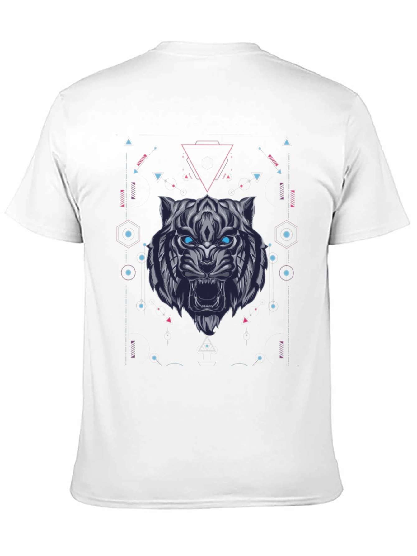 Geometric Tiger Graphic Tee - Black Cotton
