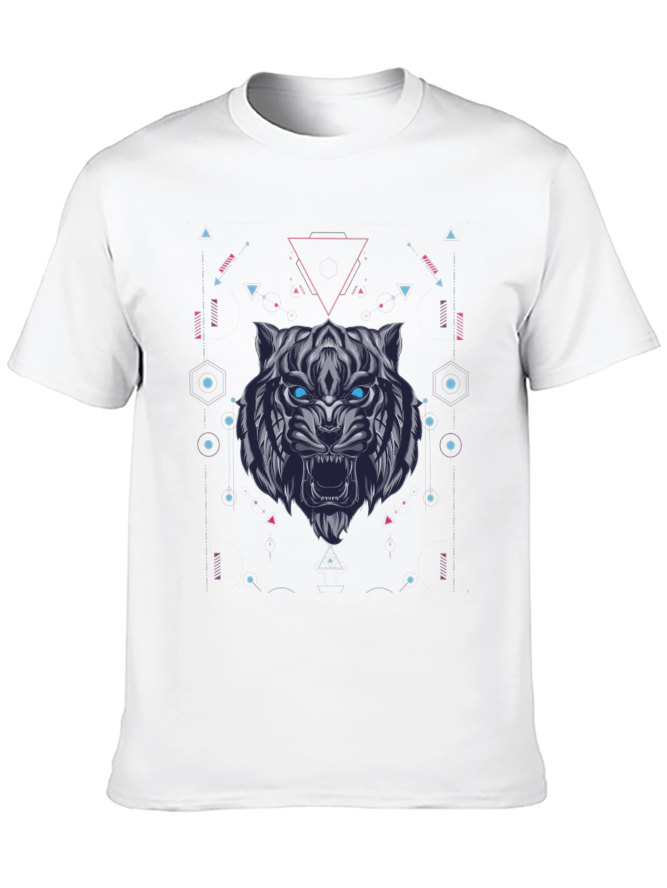 Geometric Tiger Graphic Tee - Black Cotton