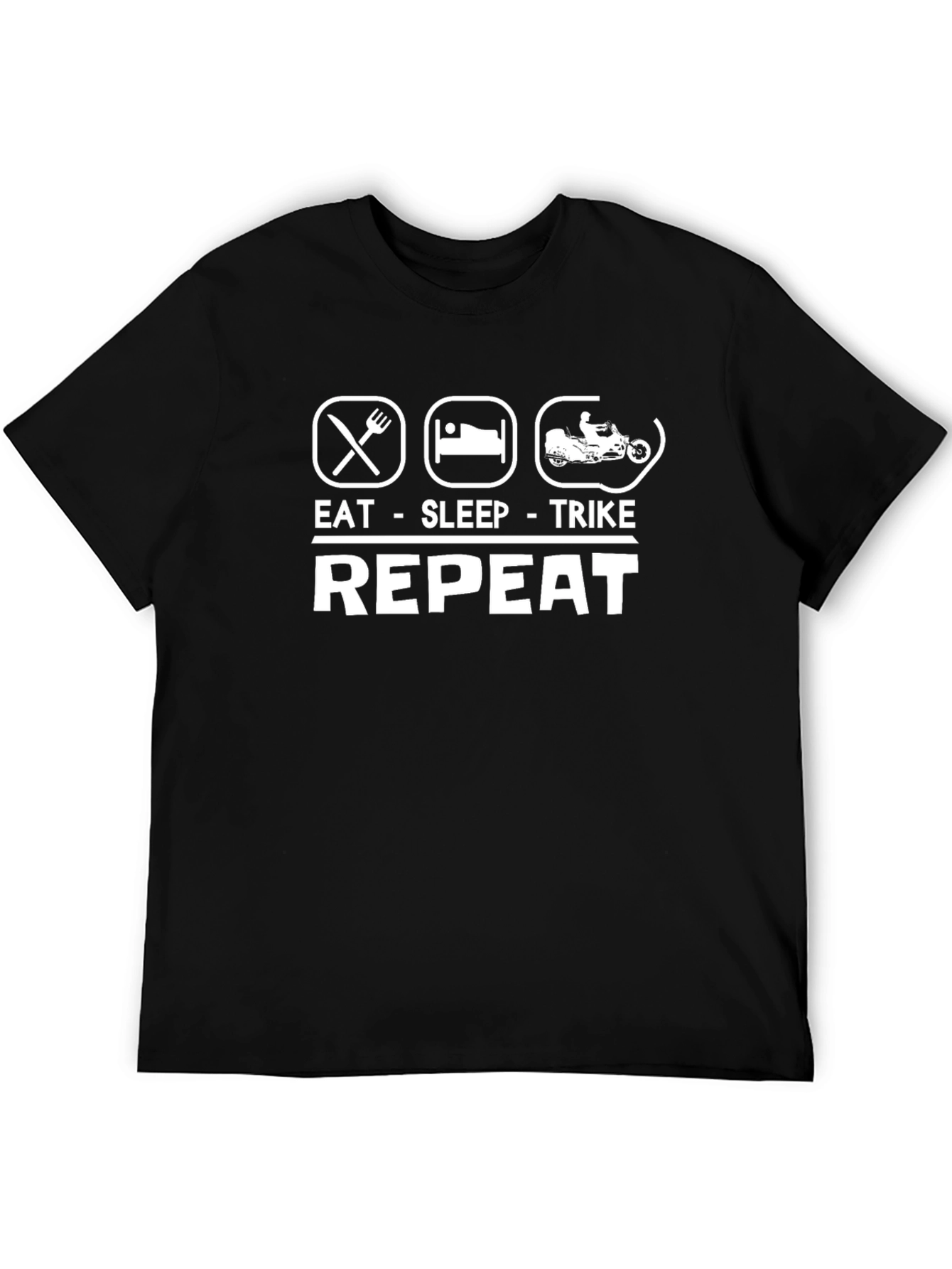 Eat Sleep Trike Repeat - Black Cotton T-Shirt