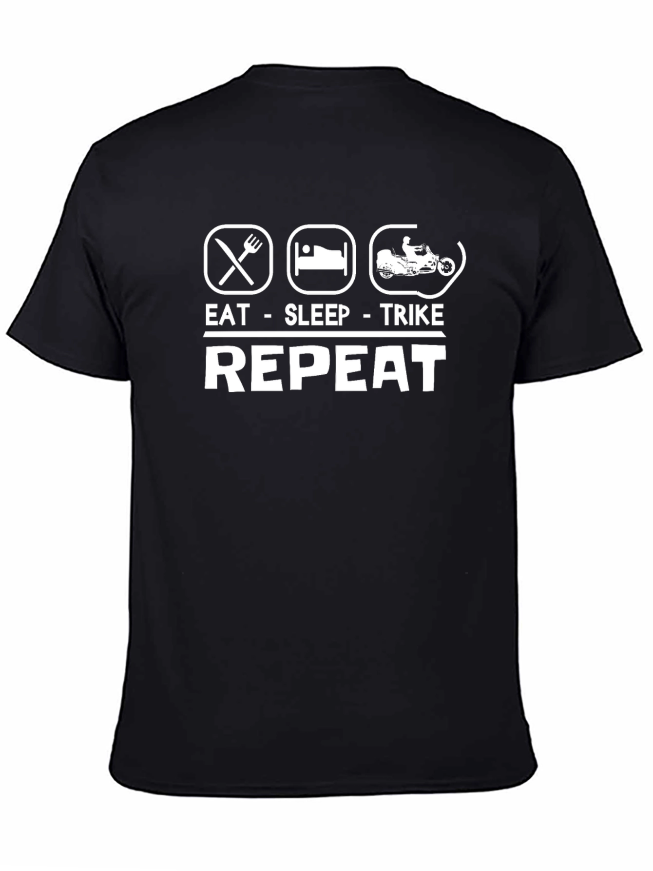Eat Sleep Trike Repeat - Black Cotton T-Shirt