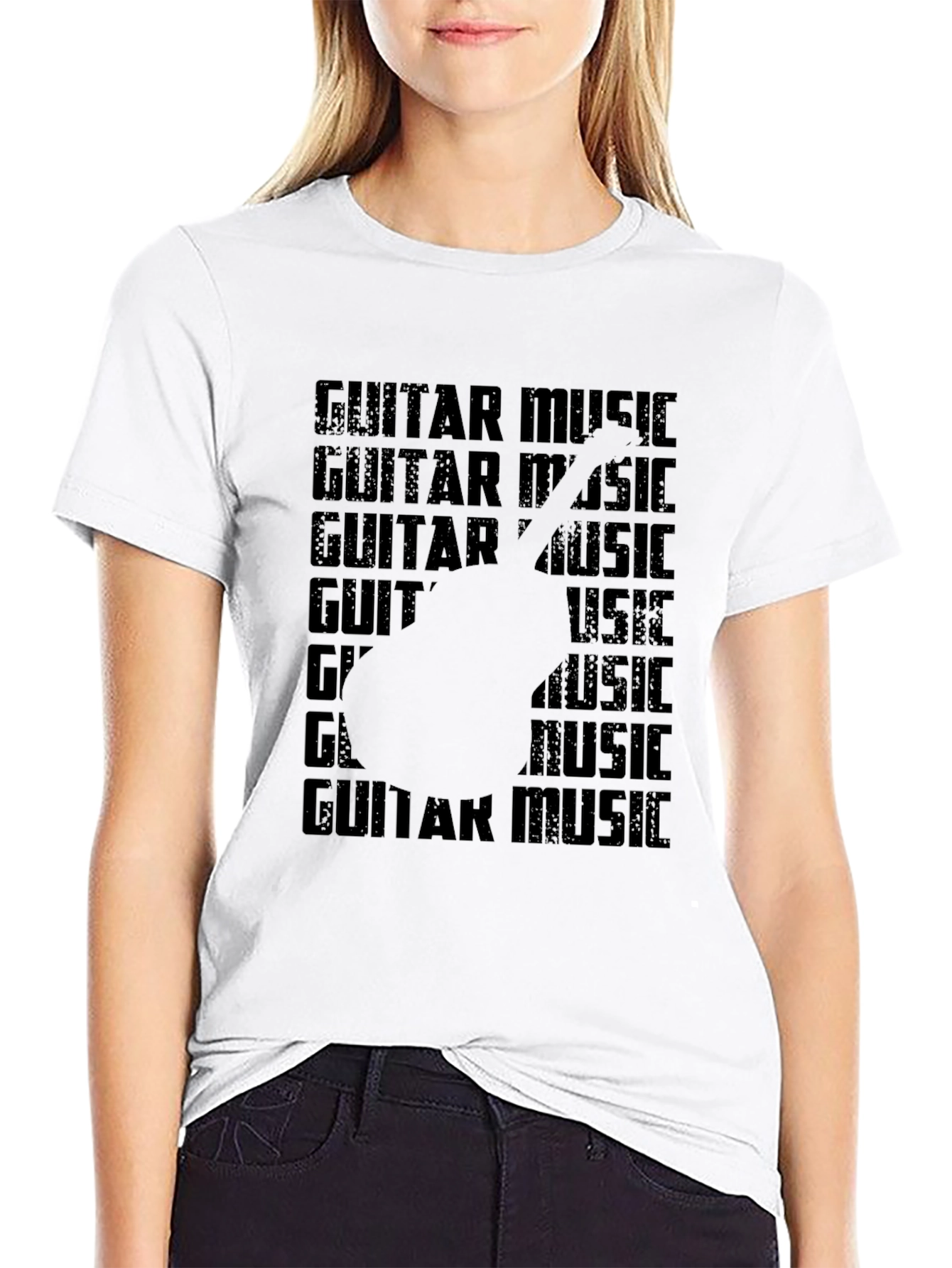 Guitar Music Graphic Tee - Black Casual T-Shirt