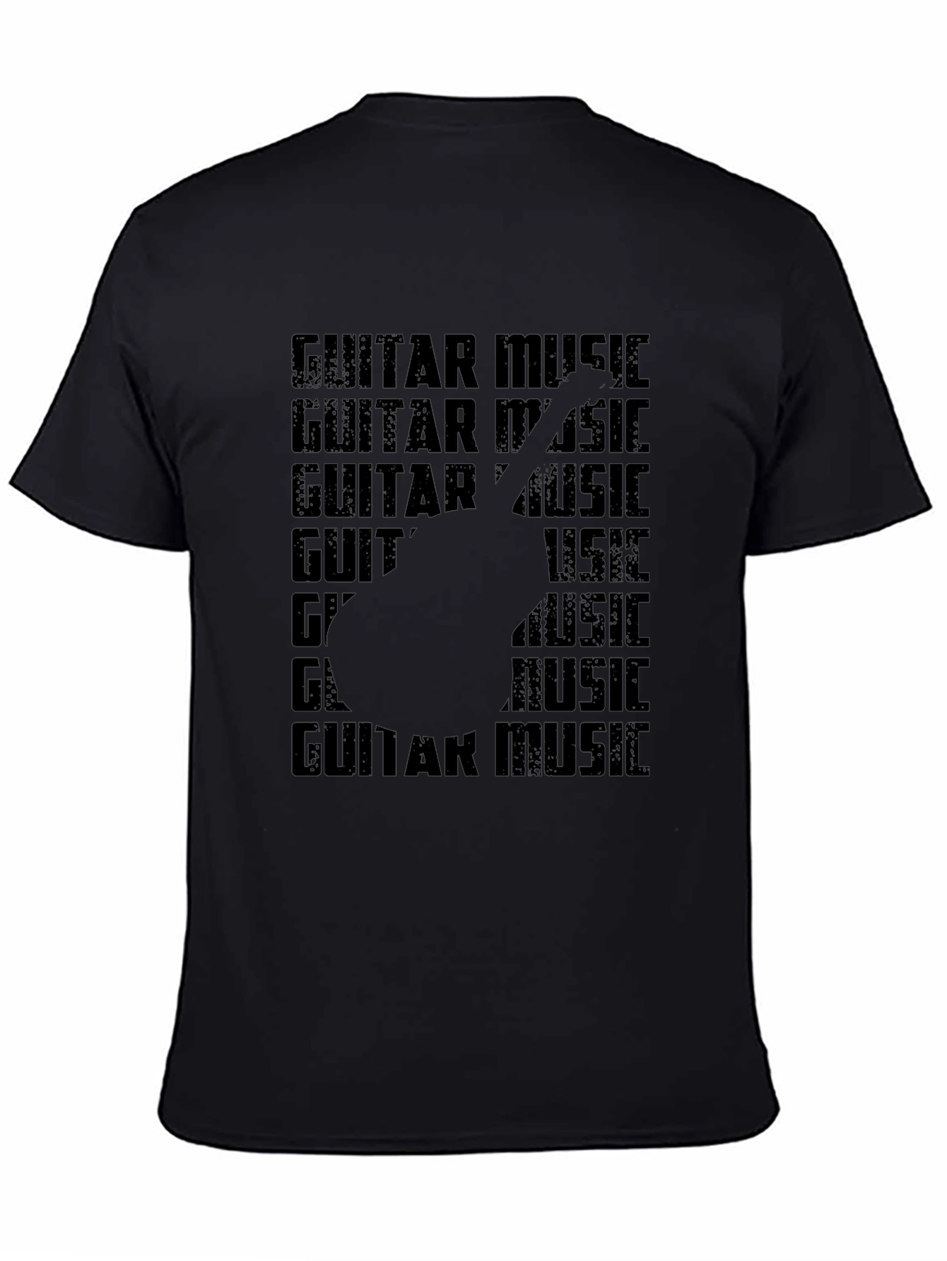 Guitar Music Graphic Tee - Black Casual T-Shirt