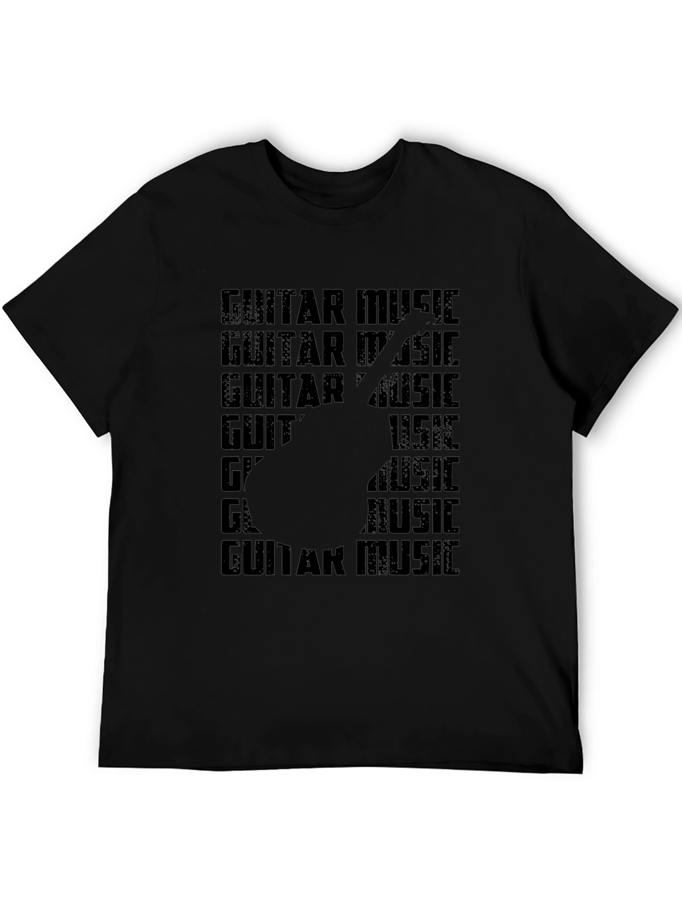 Guitar Music Graphic Tee - Black Casual T-Shirt