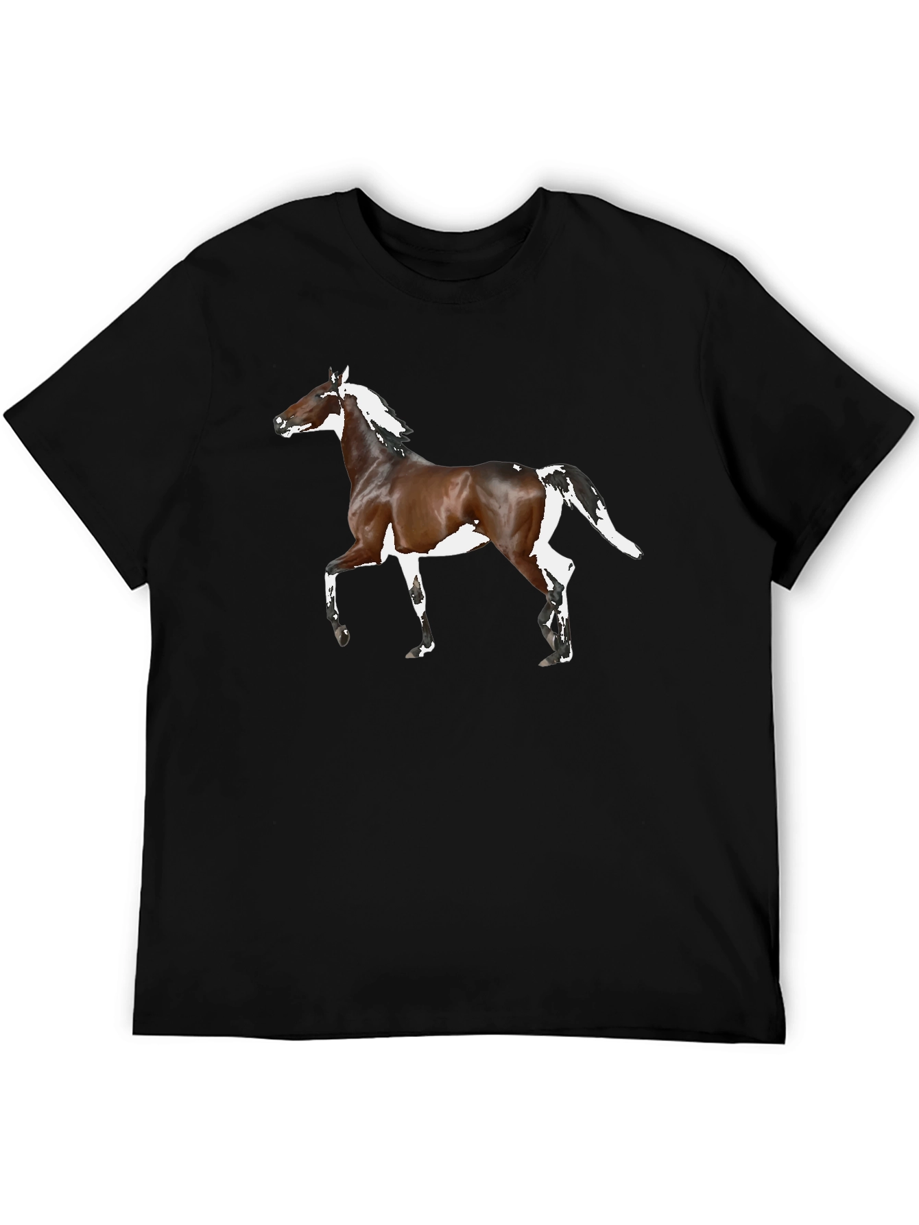Horse Graphic Tee - Black Cotton T-Shirt