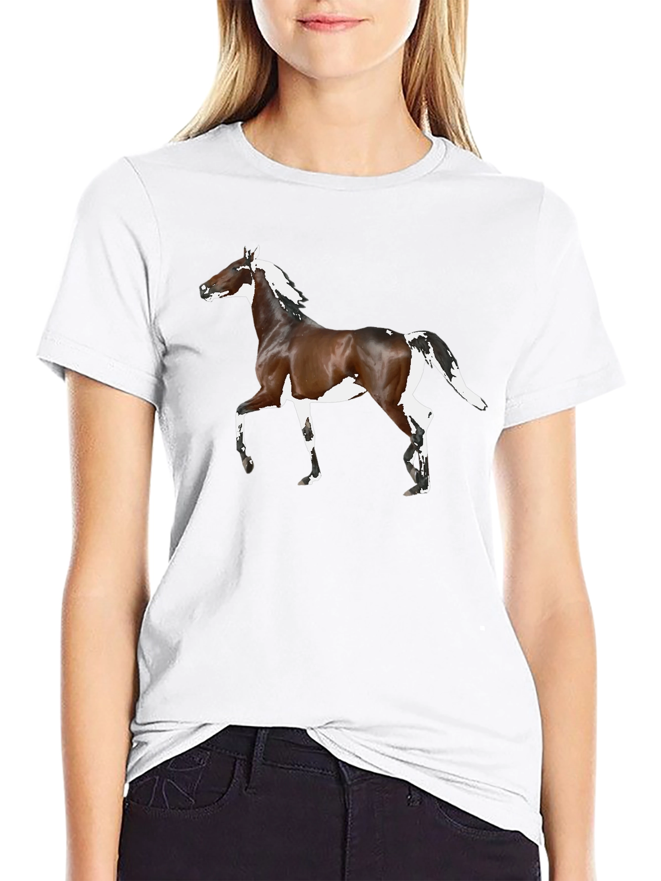 Horse Graphic Tee - Black Cotton T-Shirt