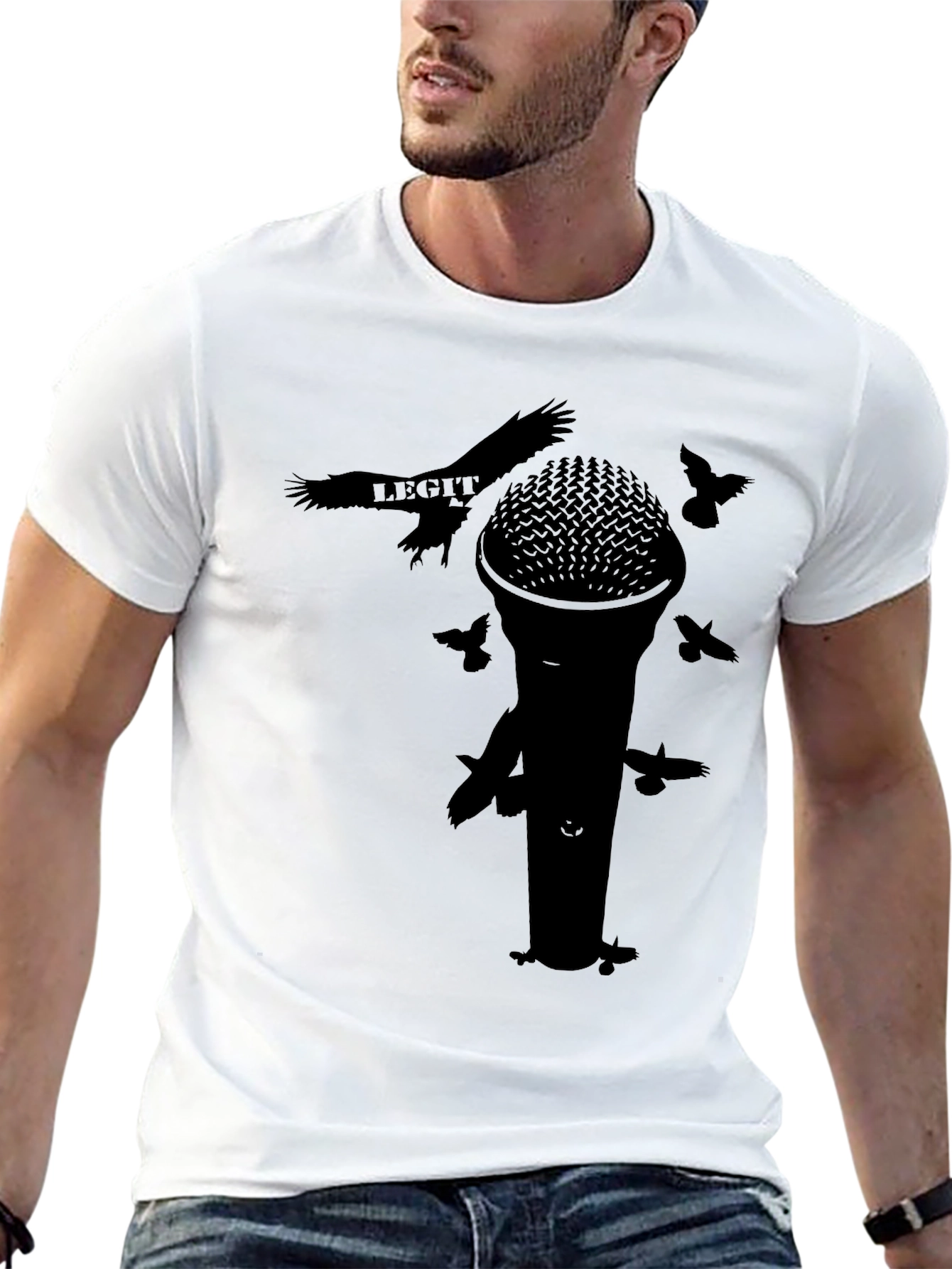 Mic & Birds Black Graphic T-Shirt