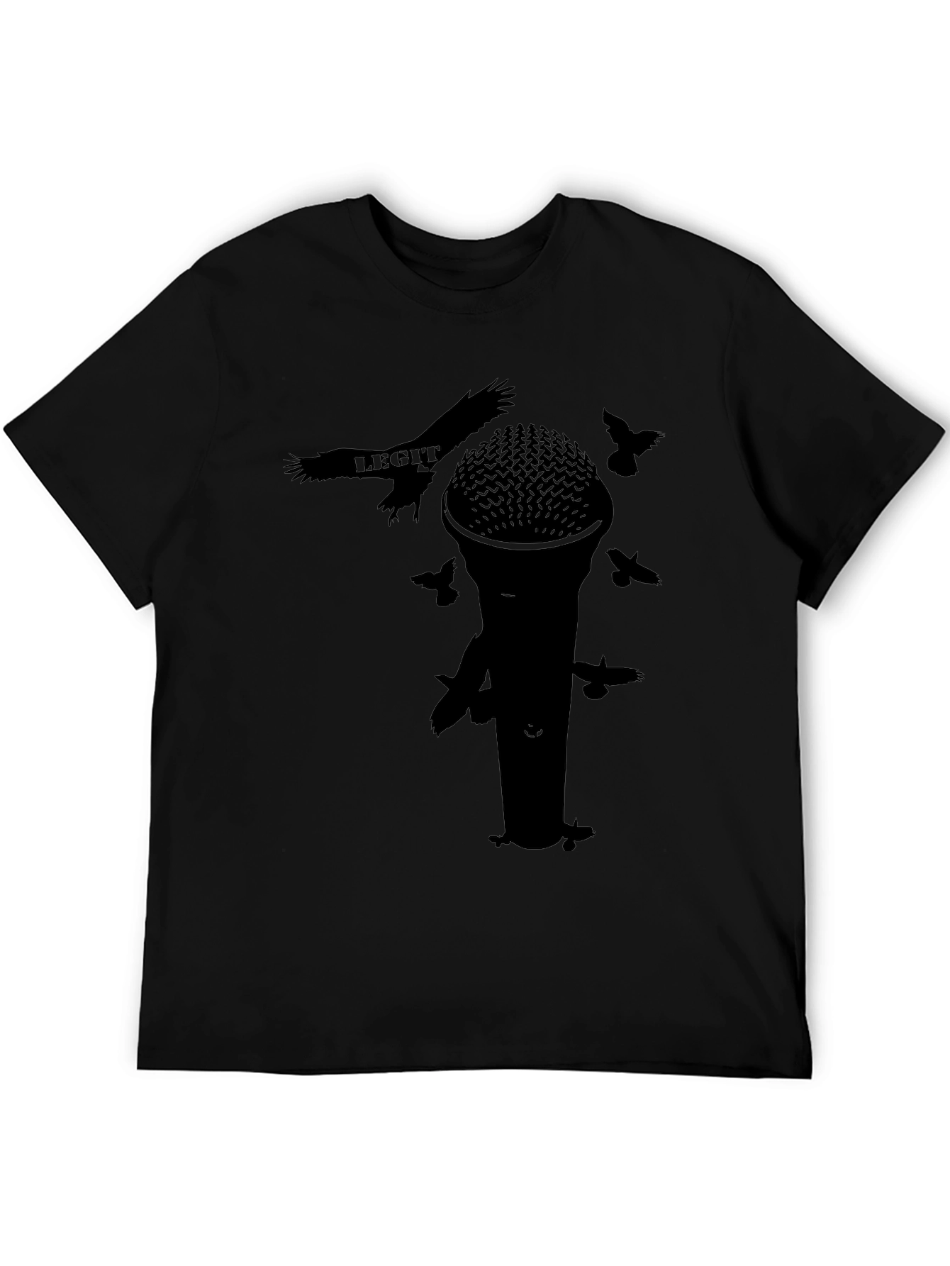 Mic & Birds Black Graphic T-Shirt