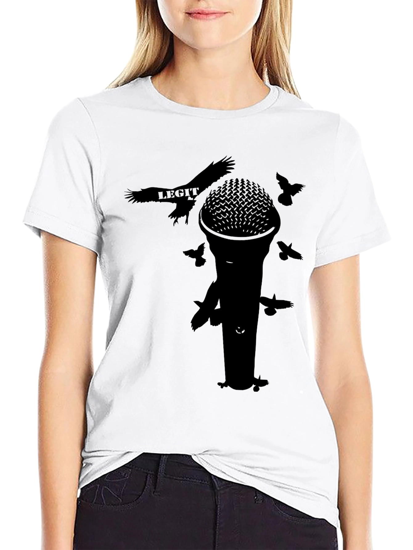 Mic & Birds Black Graphic T-Shirt