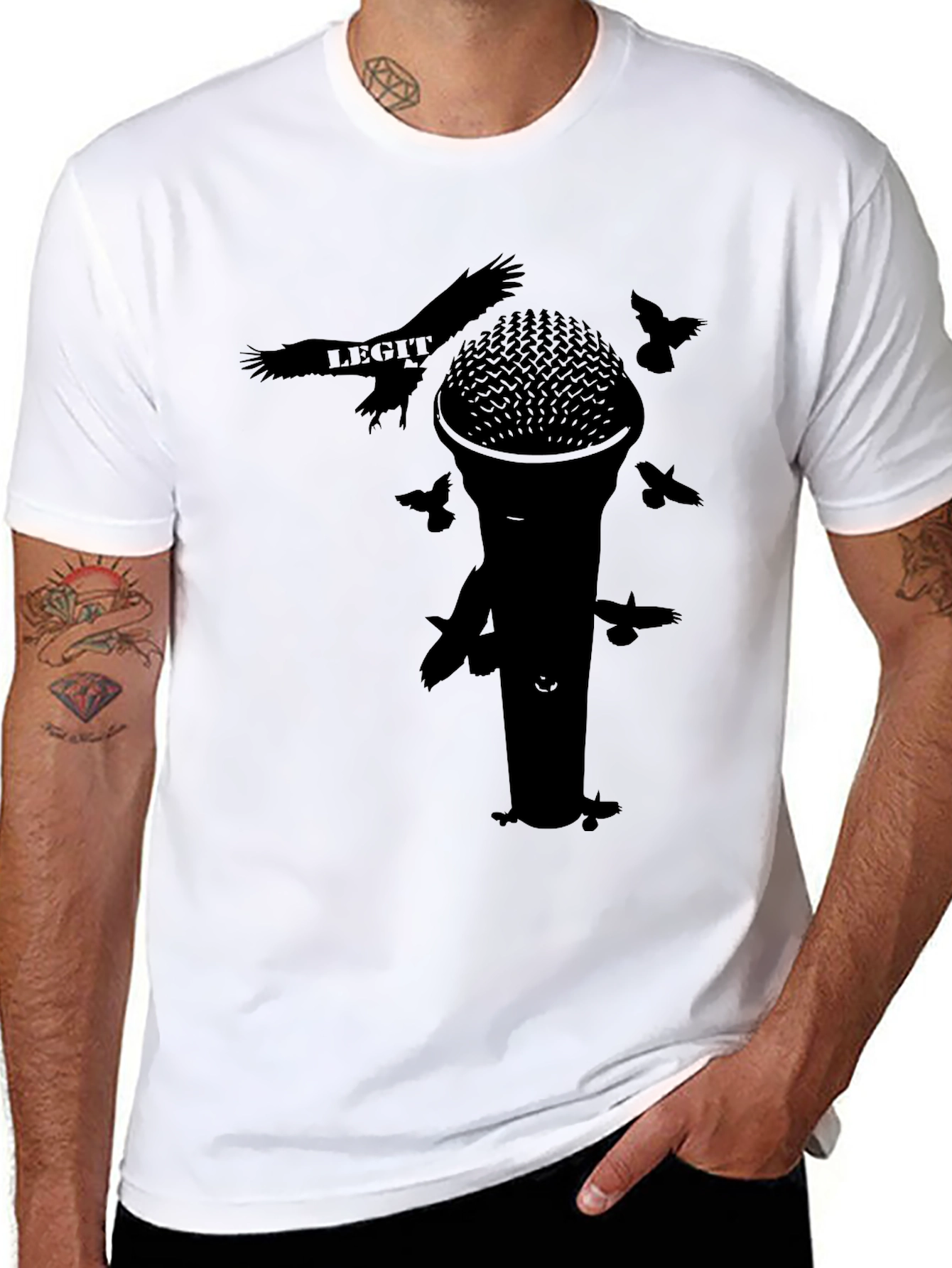 Mic & Birds Black Graphic T-Shirt