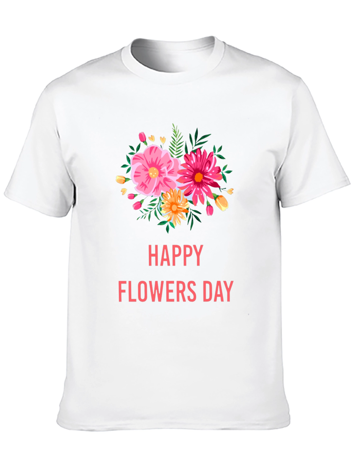 Floral Graphic Black T-Shirt - Happy Flowers Day