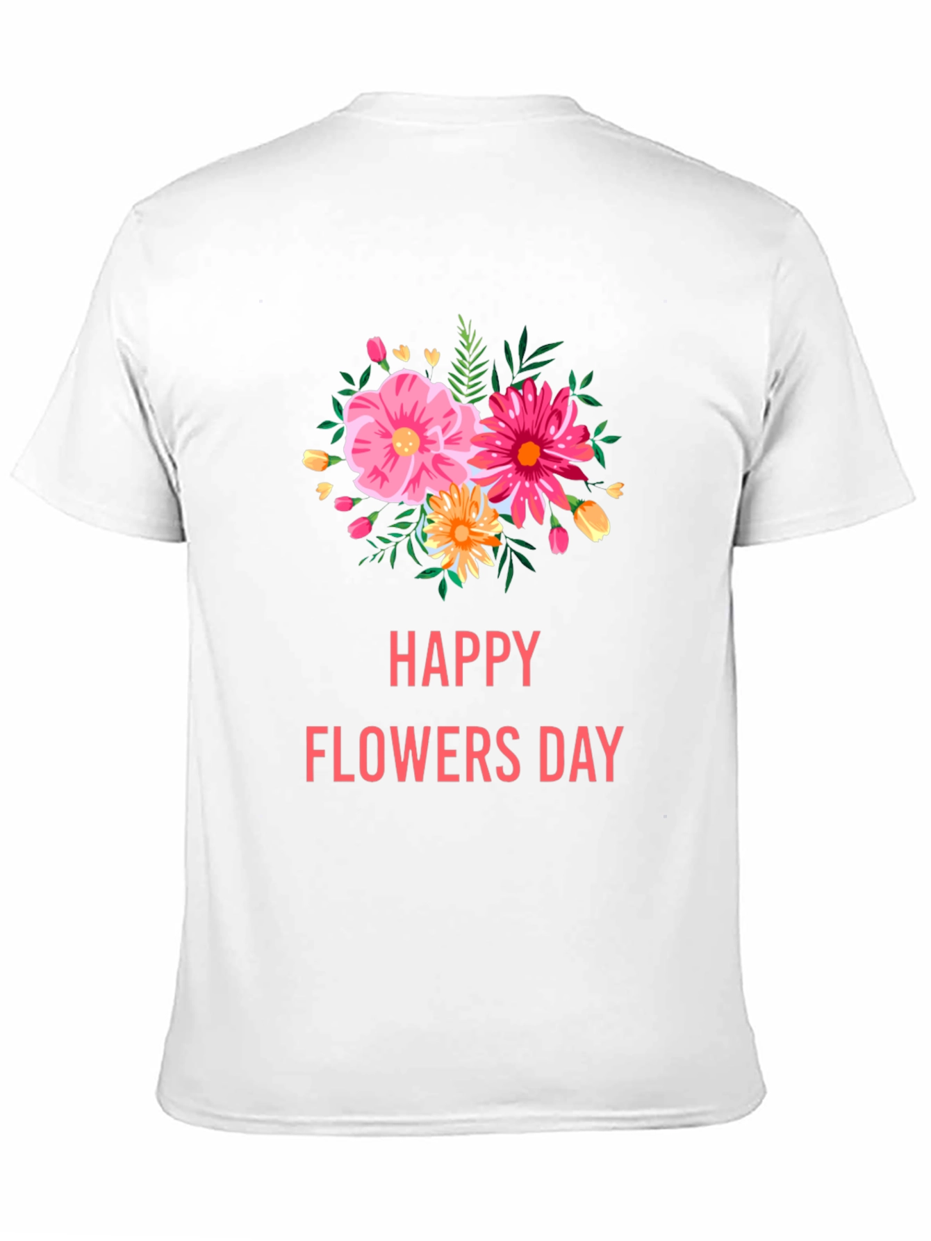 Floral Graphic Black T-Shirt - Happy Flowers Day