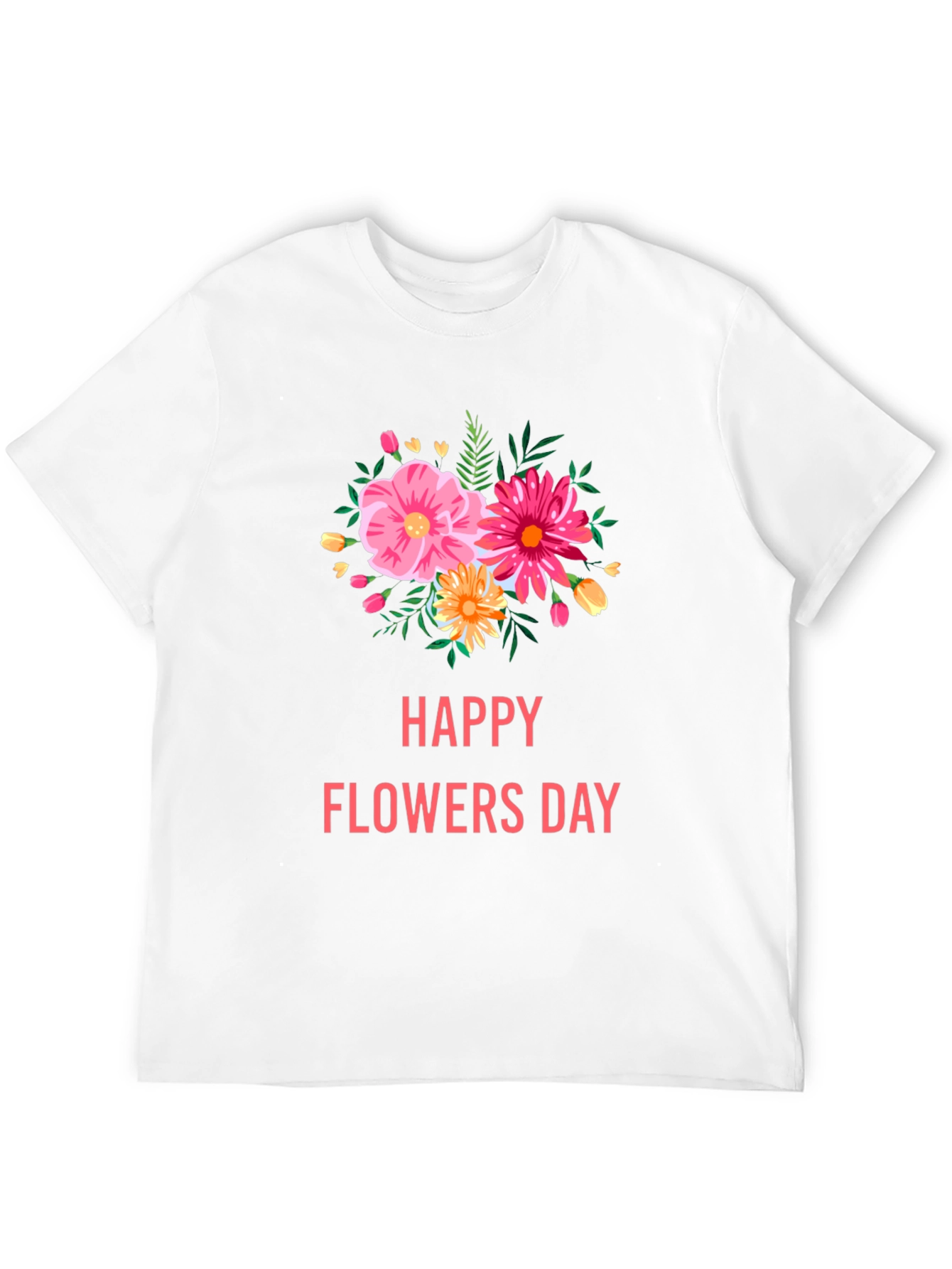 Floral Graphic Black T-Shirt - Happy Flowers Day