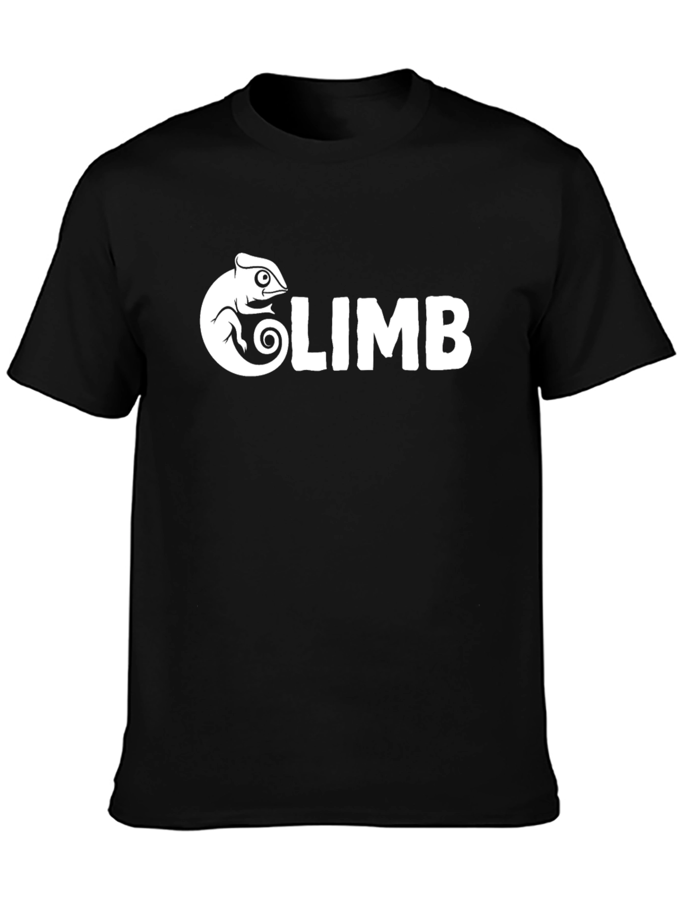 Climb Chameleon Graphic Tee - Black Cotton T-Shirt