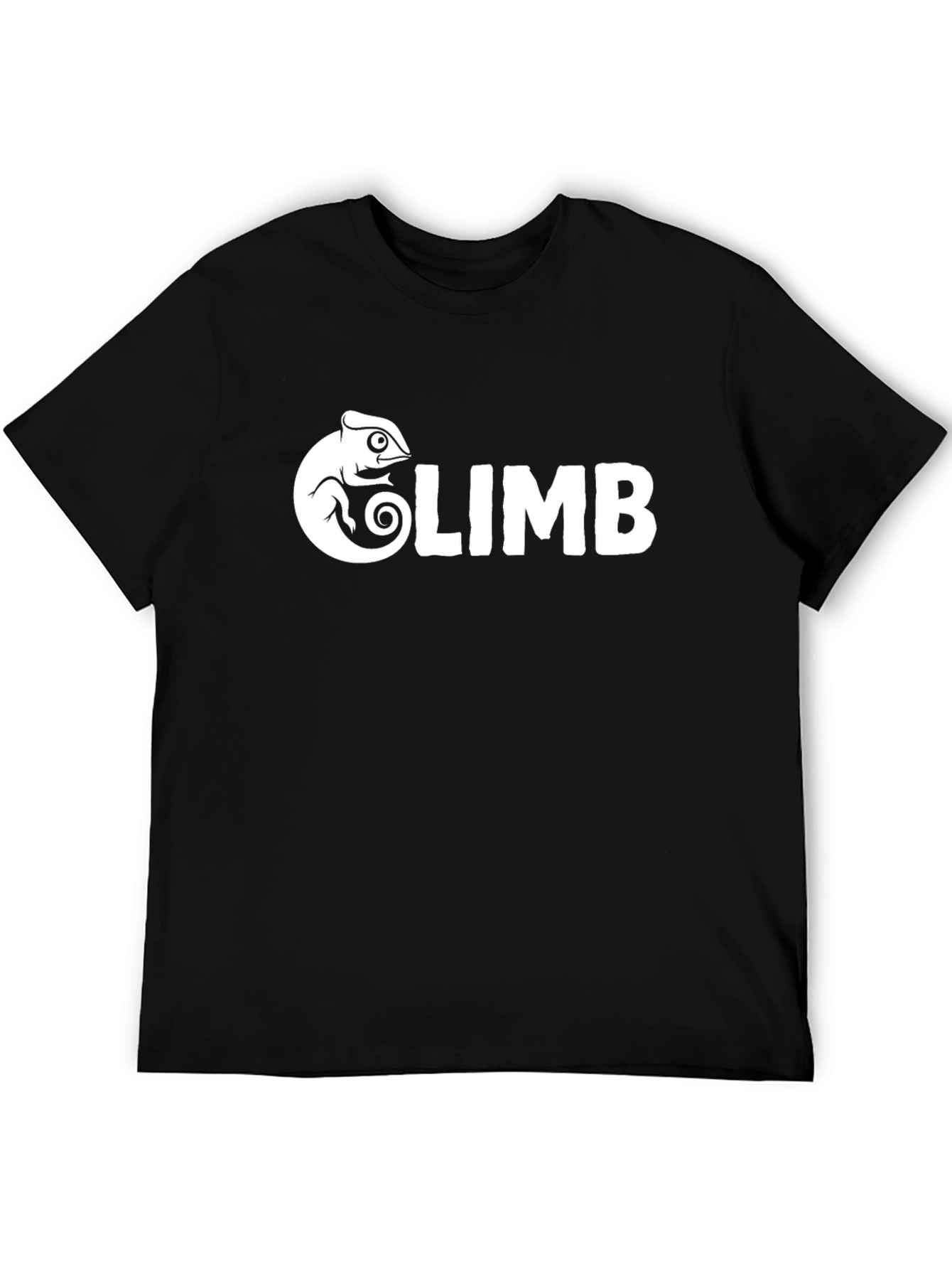 Climb Chameleon Graphic Tee - Black Cotton T-Shirt