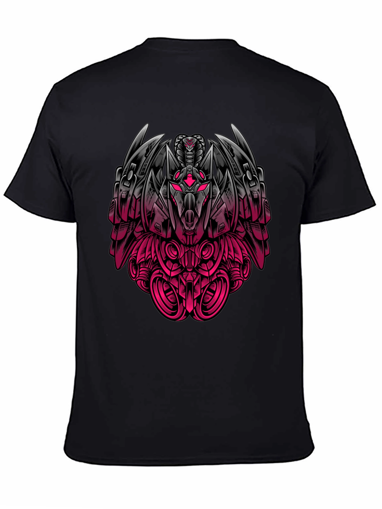 Robot Snake Graphic Print Black T-Shirt