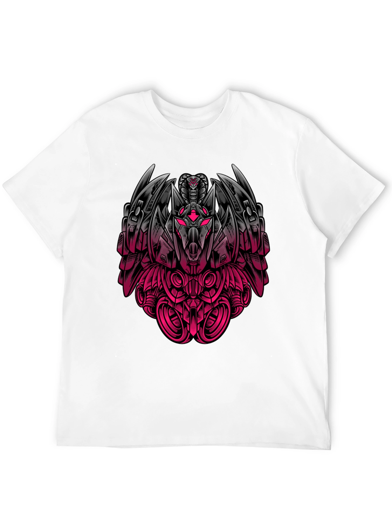 Robot Snake Graphic Print Black T-Shirt