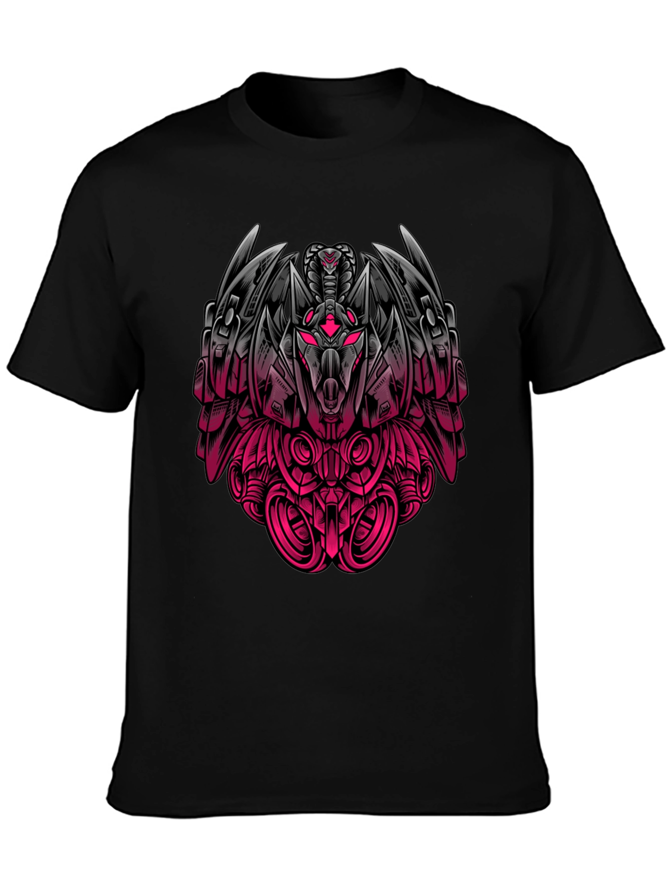 Robot Snake Graphic Print Black T-Shirt