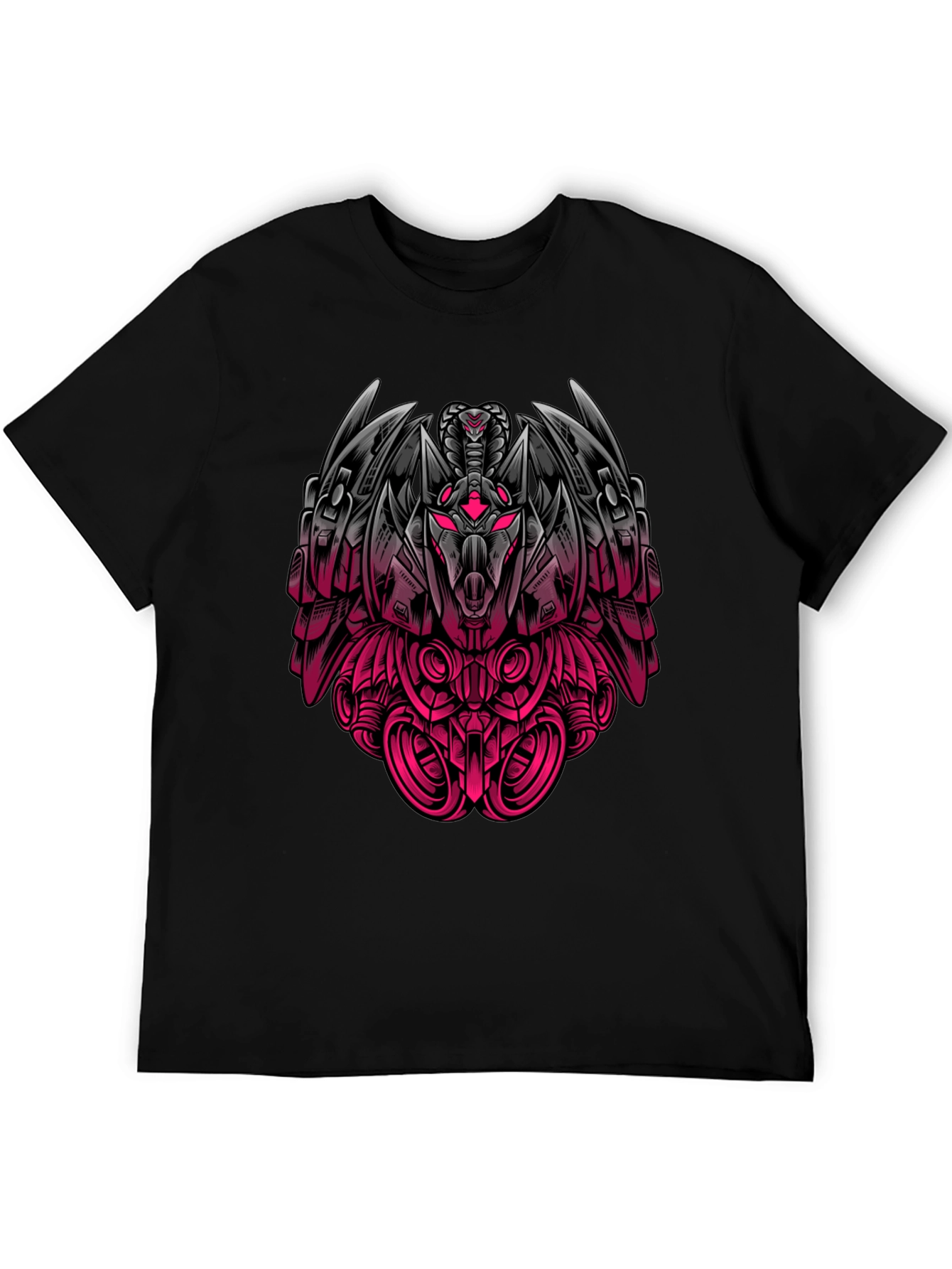 Robot Snake Graphic Print Black T-Shirt