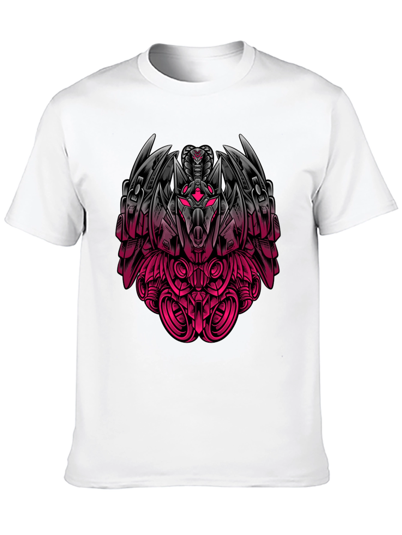 Robot Snake Graphic Print Black T-Shirt