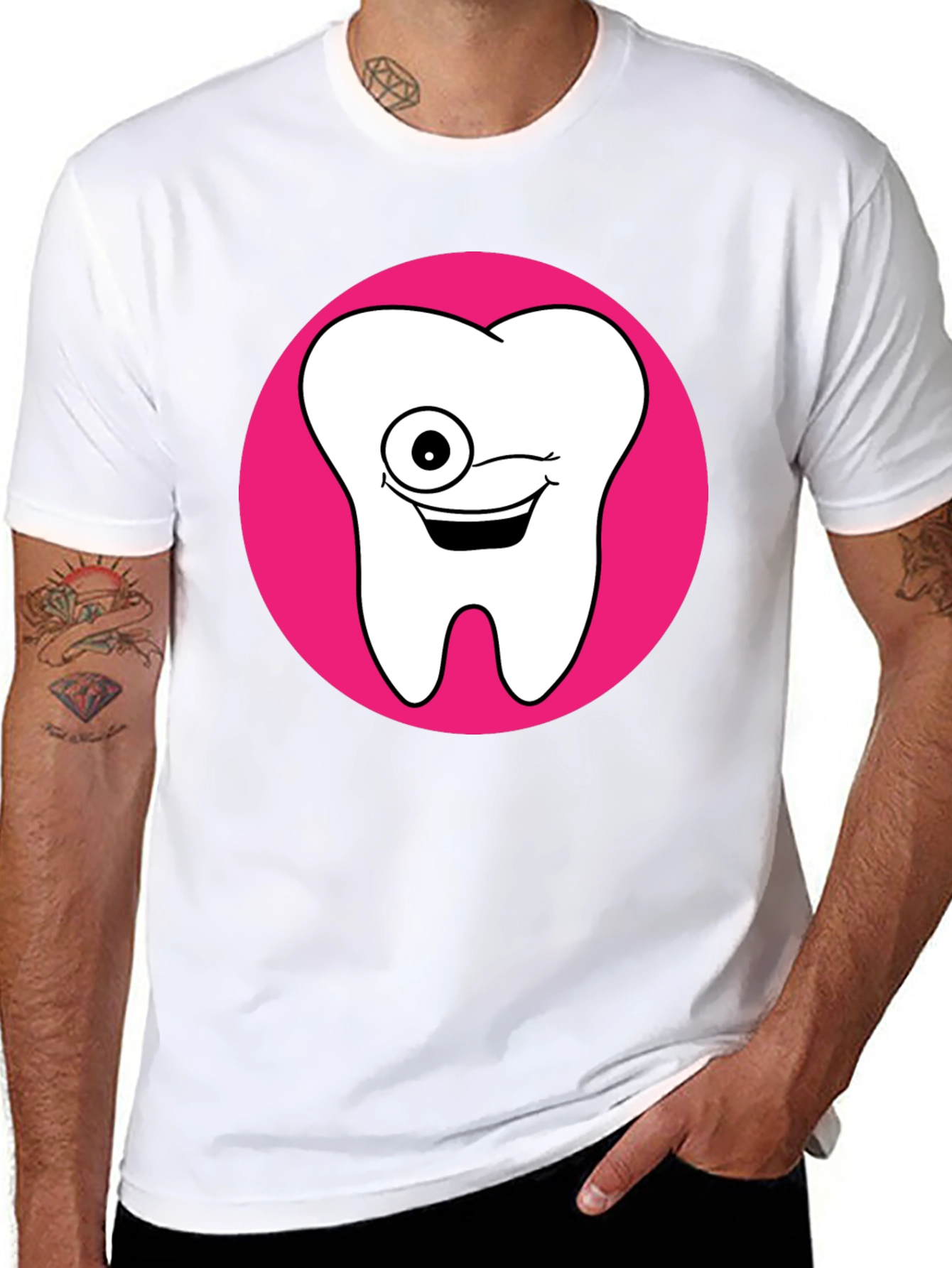Funny Tooth Graphic Tee - Black Cotton T-Shirt