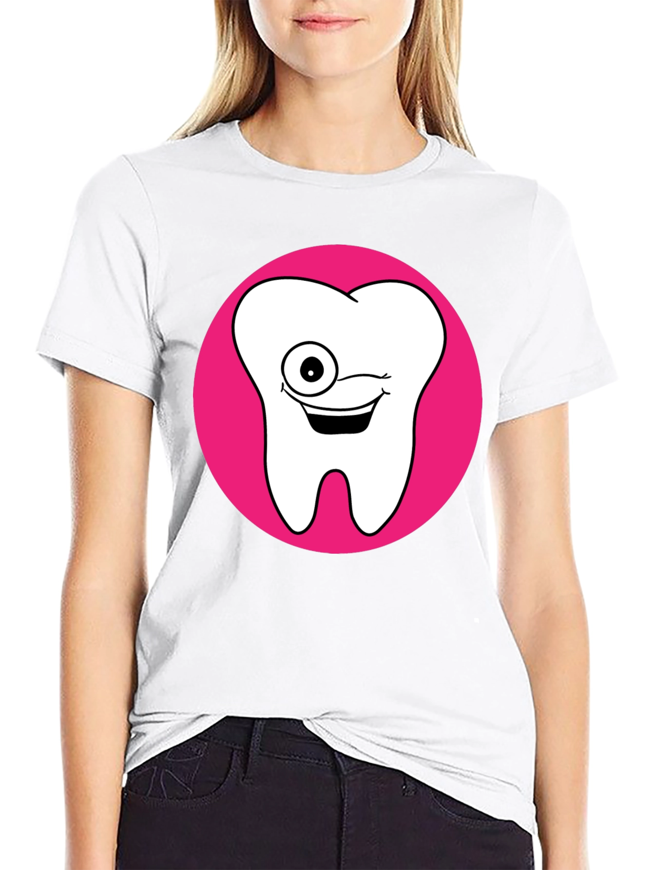 Funny Tooth Graphic Tee - Black Cotton T-Shirt