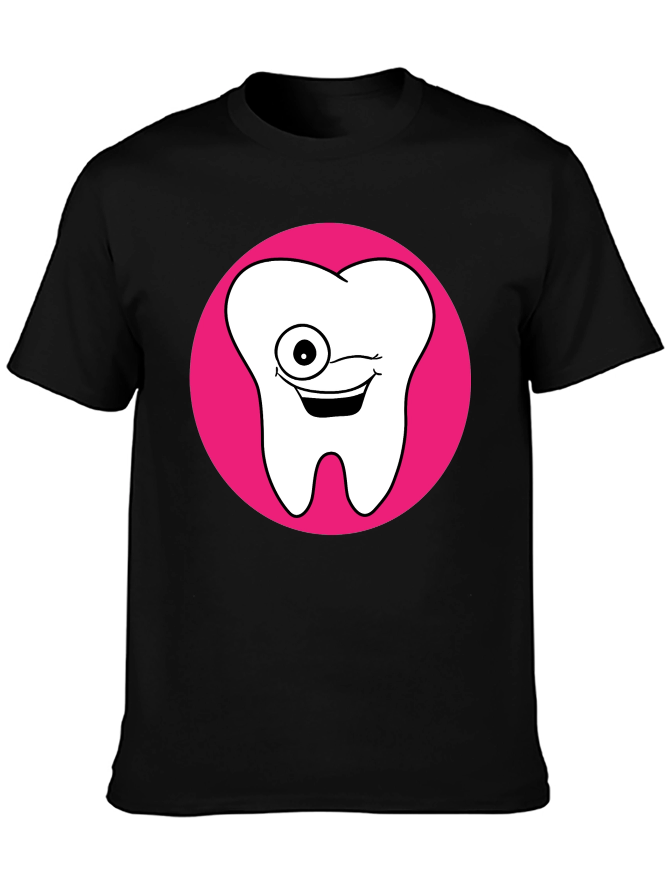 Funny Tooth Graphic Tee - Black Cotton T-Shirt