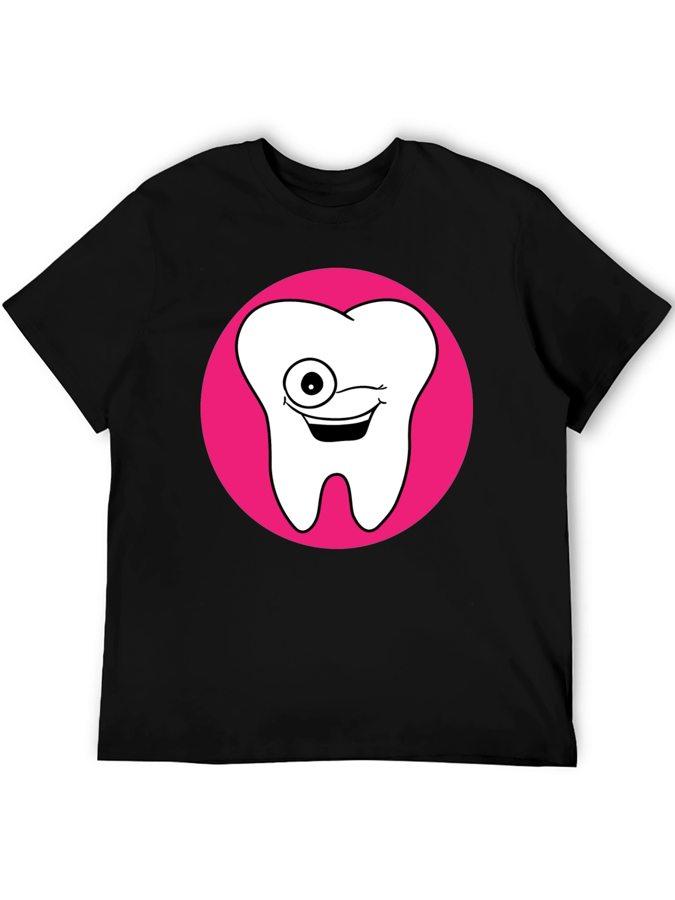 Funny Tooth Graphic Tee - Black Cotton T-Shirt