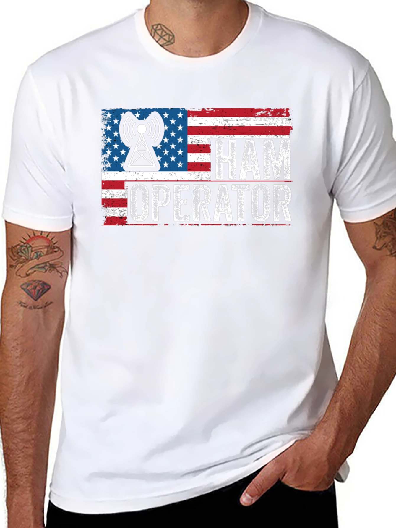 Ham Operator American Flag Graphic Tee