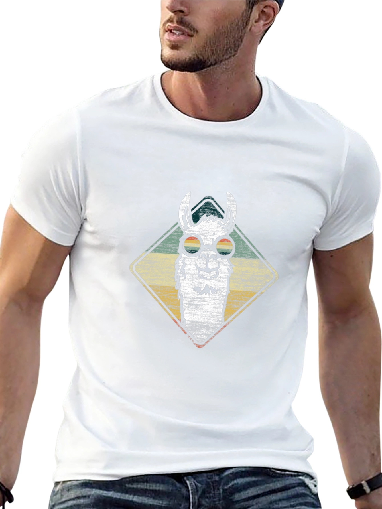 Cool Llama Graphic Tee - Stylish Mens Black T-Shirt