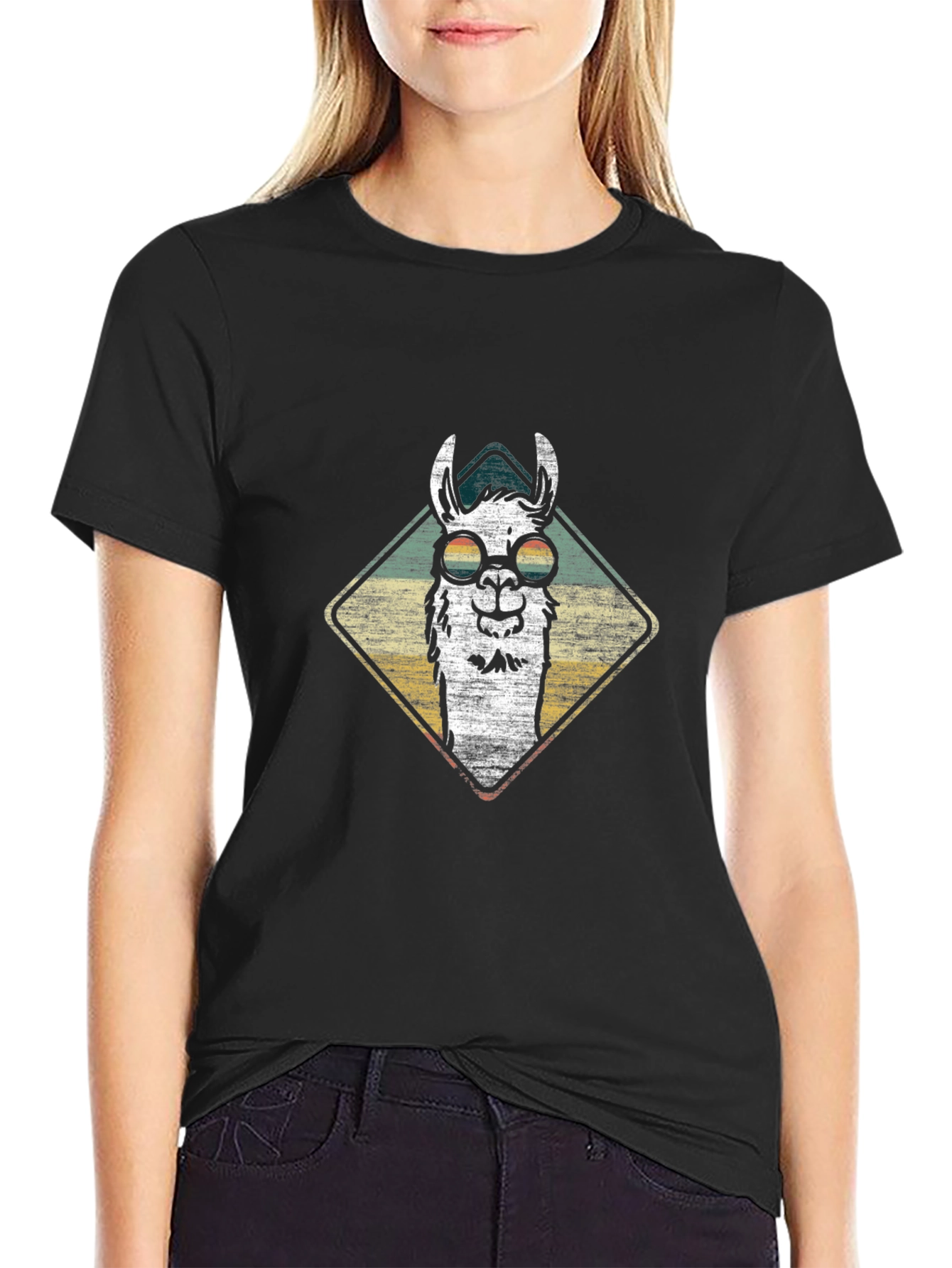 Cool Llama Graphic Tee - Stylish Mens Black T-Shirt
