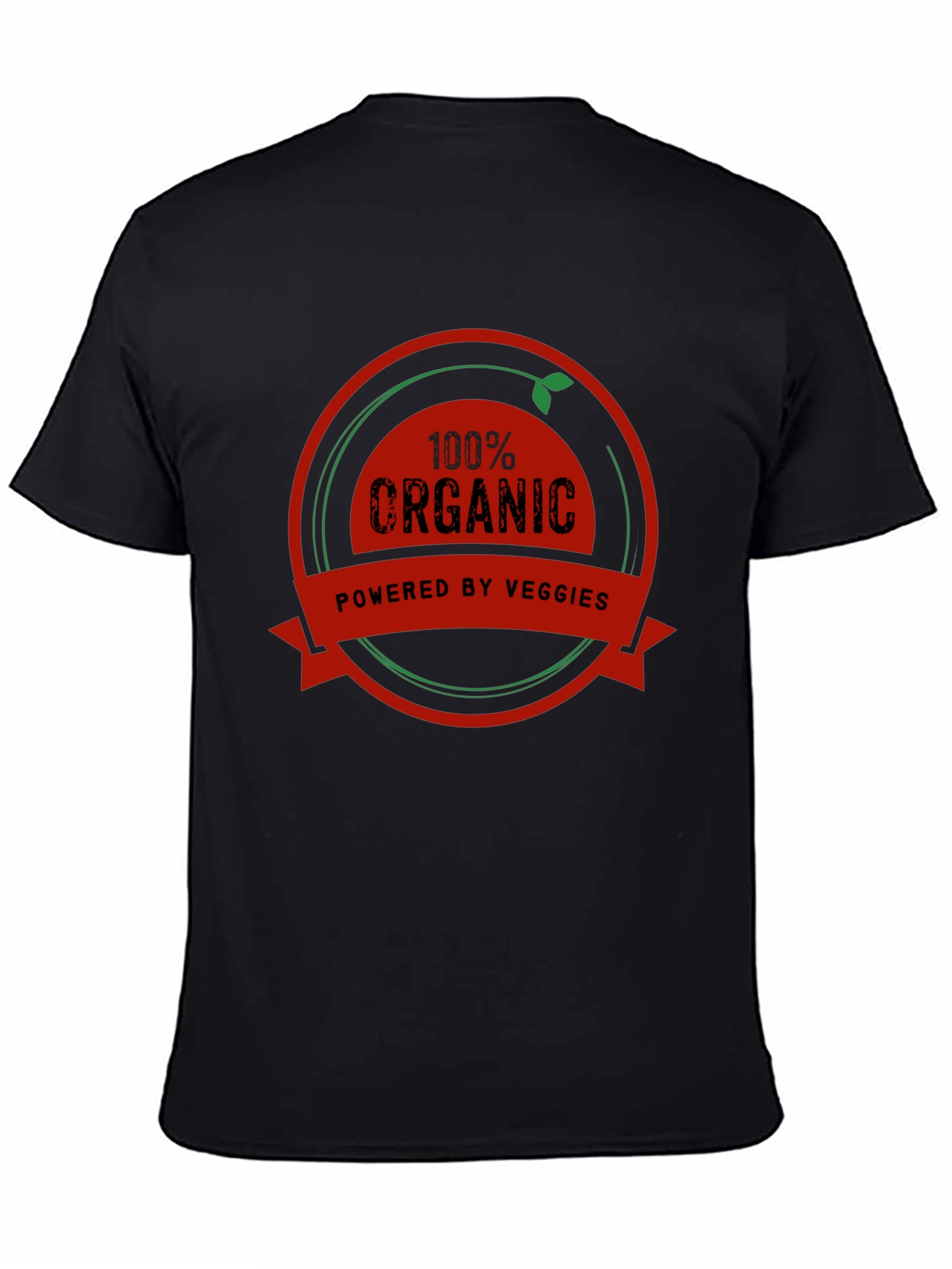 100% Organic Powered by Veggies Black T-Shirt