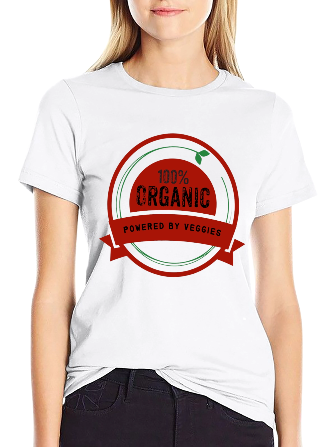 100% Organic Powered by Veggies Black T-Shirt