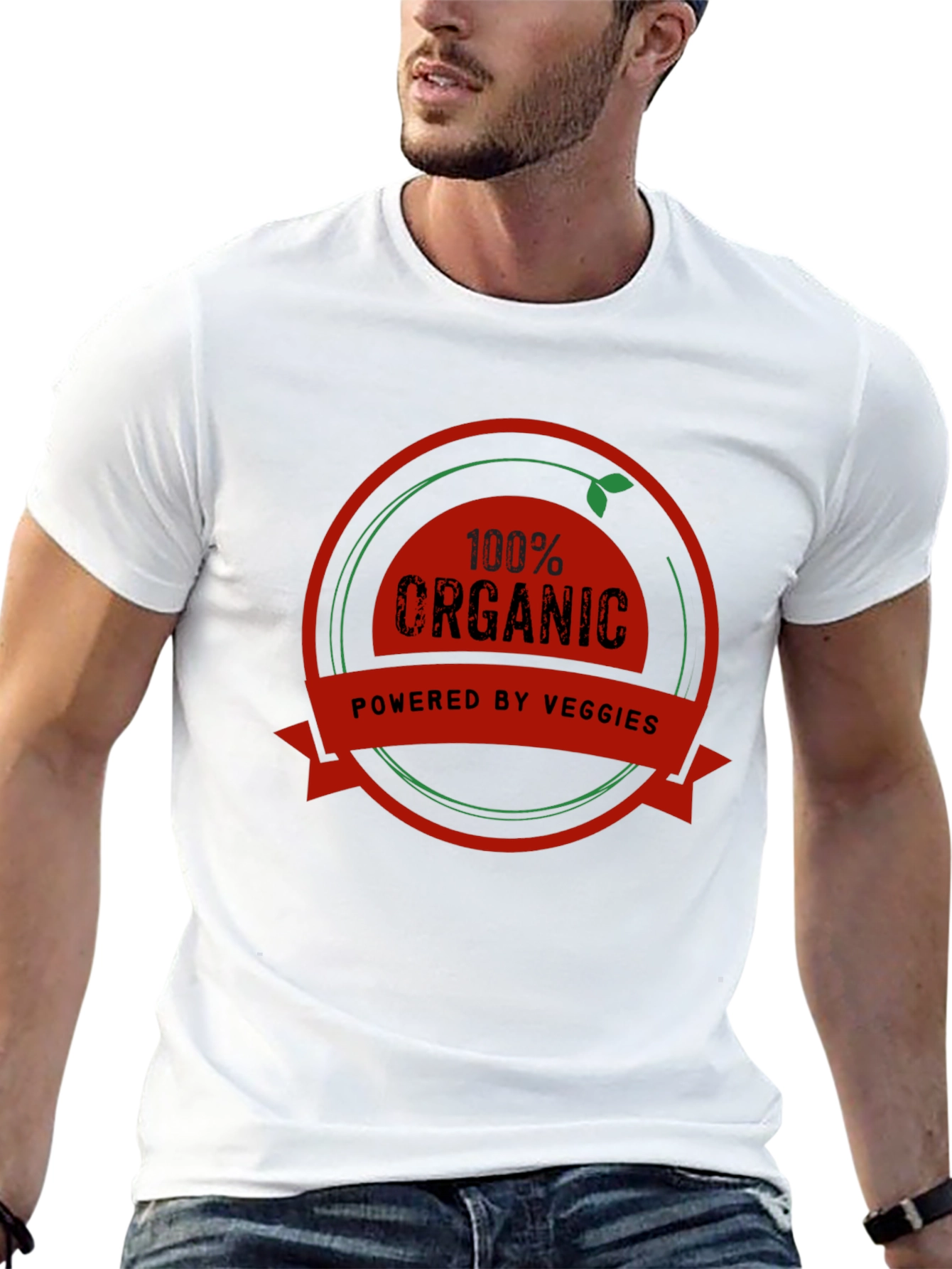 100% Organic Powered by Veggies Black T-Shirt