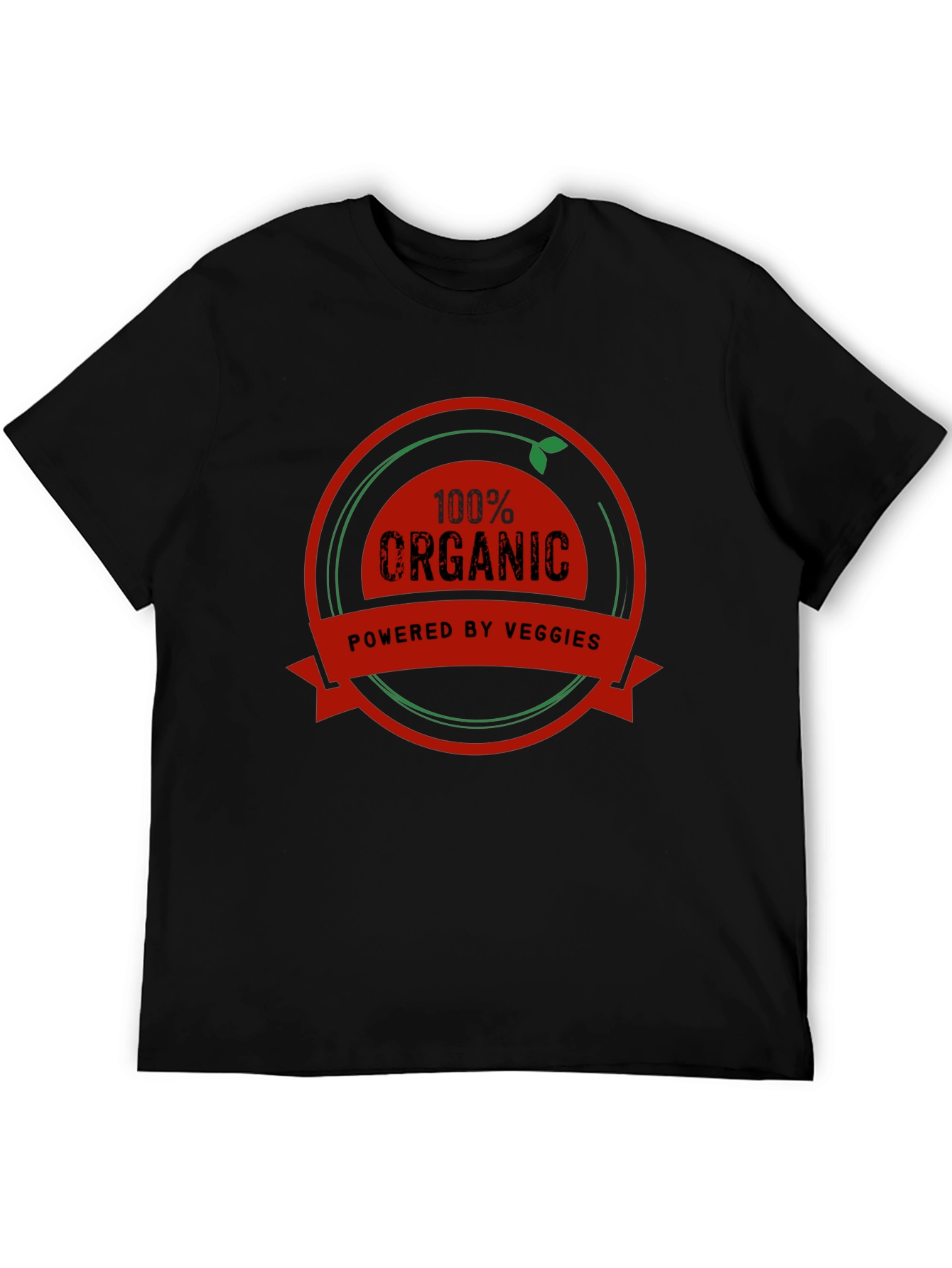 100% Organic Powered by Veggies Black T-Shirt
